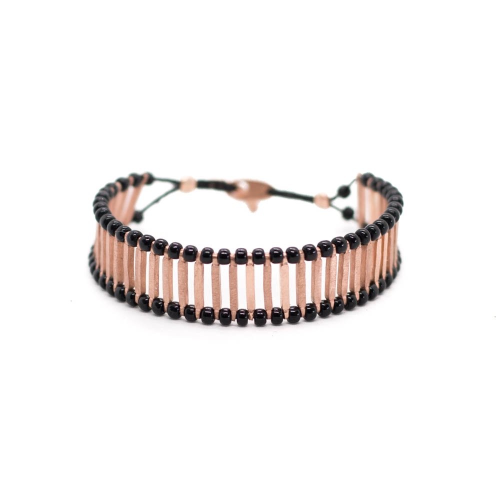 Fersknit - Unisex Rose Gold-Plated Silver Bar Bracelet