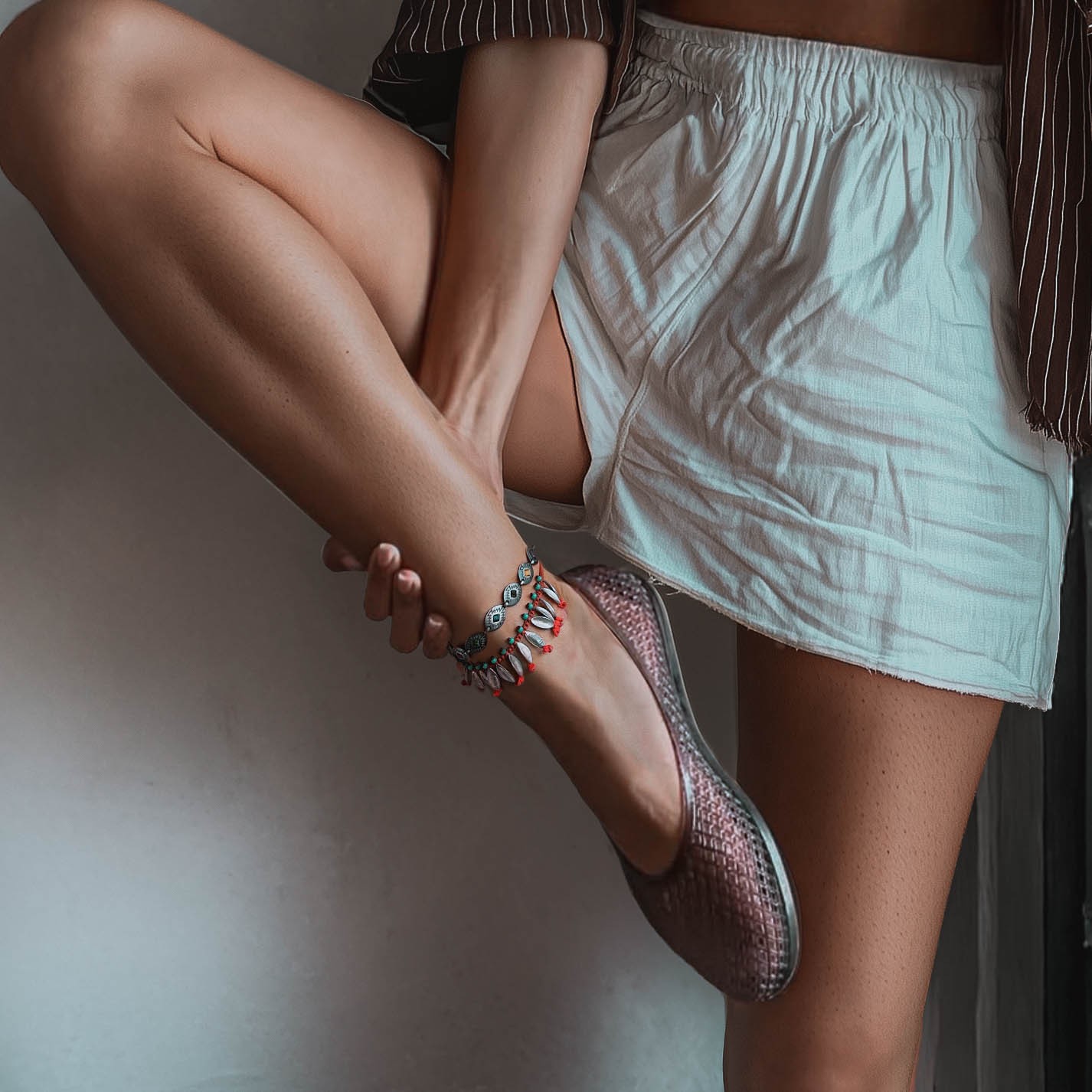 Fersknit - Silver Mohican Anklet