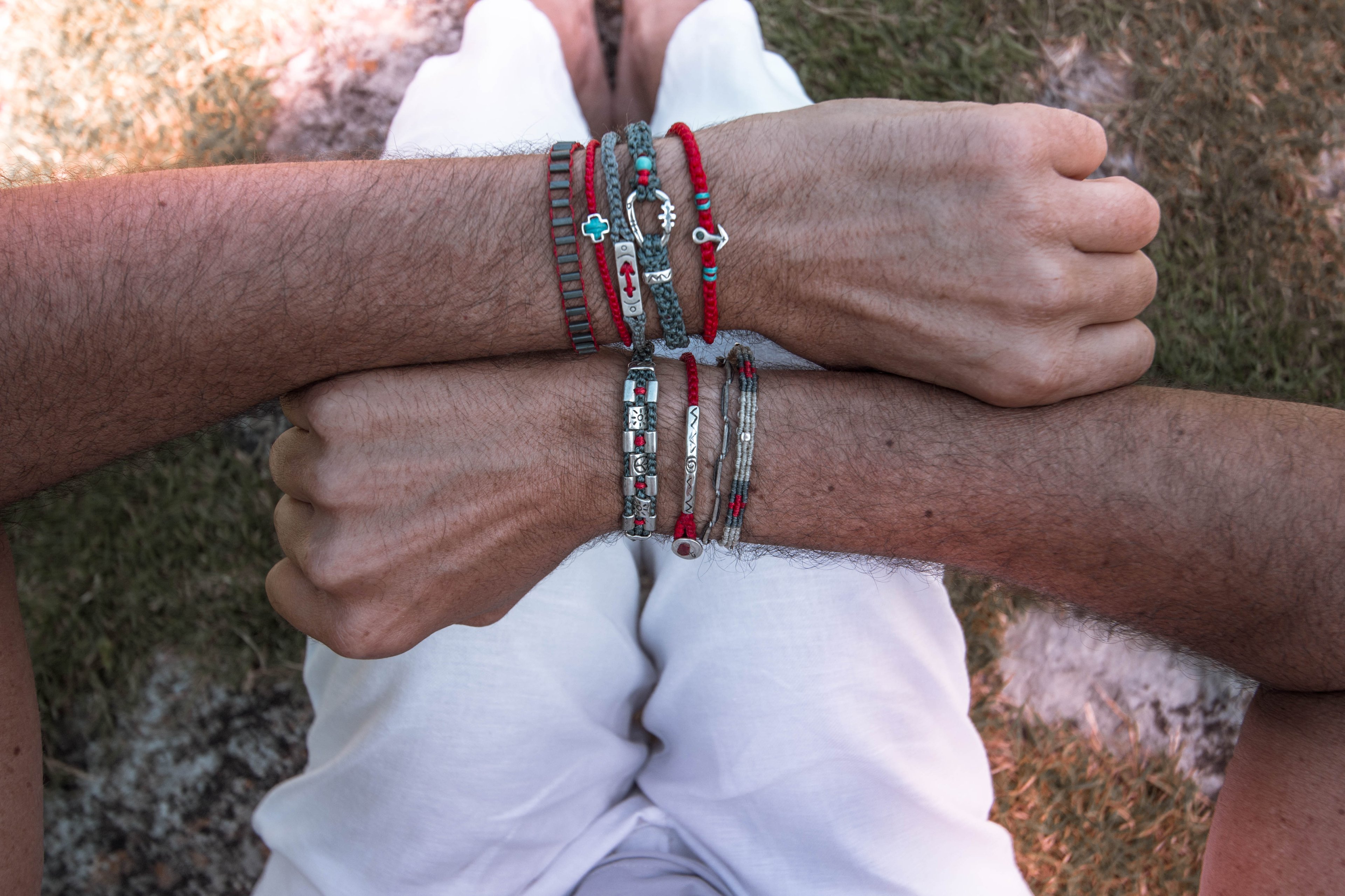 Fersknit - Unisex Silver Bracelet with Positivity and Peace Symbols