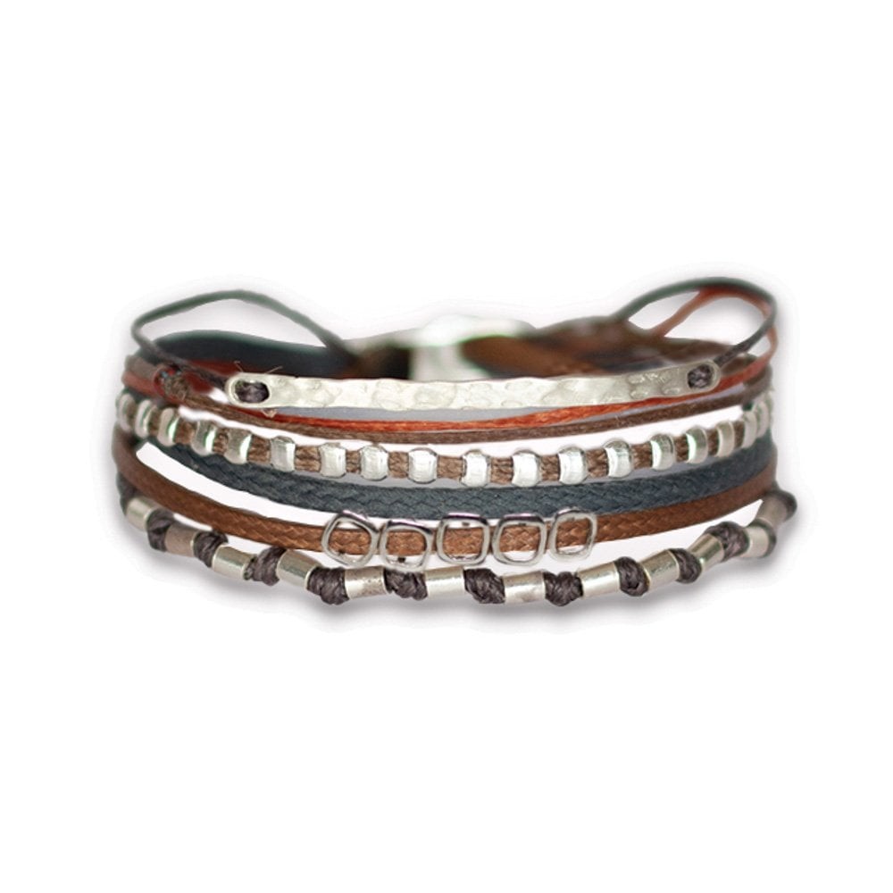 Fersknit - Unisex 7 Cords Assorted Silver Bracelet