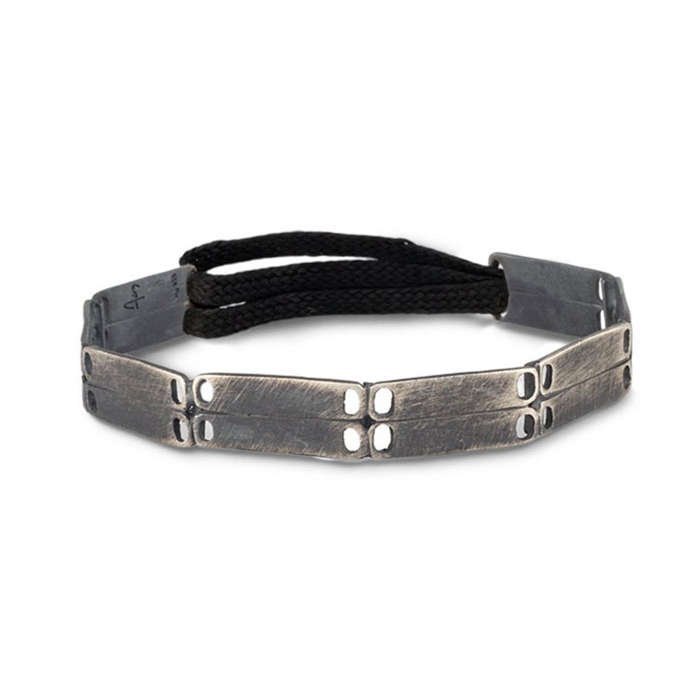 Fersknit - Gümüş Köşeli Kelepçe Unisex - BLACK SILVER