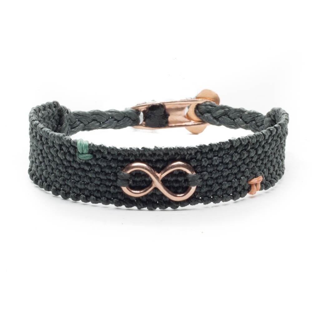 Fersknit - Unisex Loom Bracelet with Rose Gold-Plated Silver Infinity