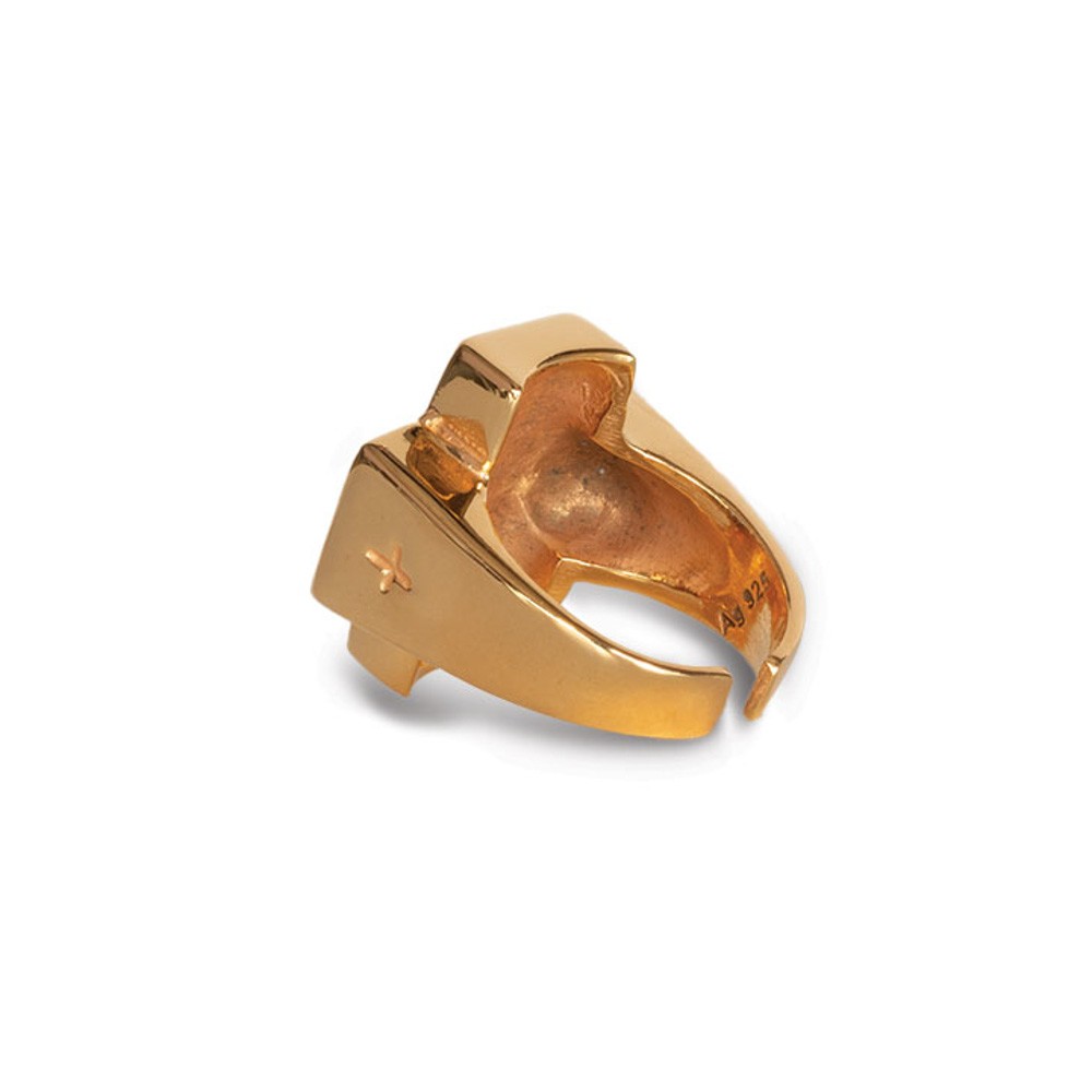 Fersknit - Gold-Plated Silver Ring with Belief Symbol