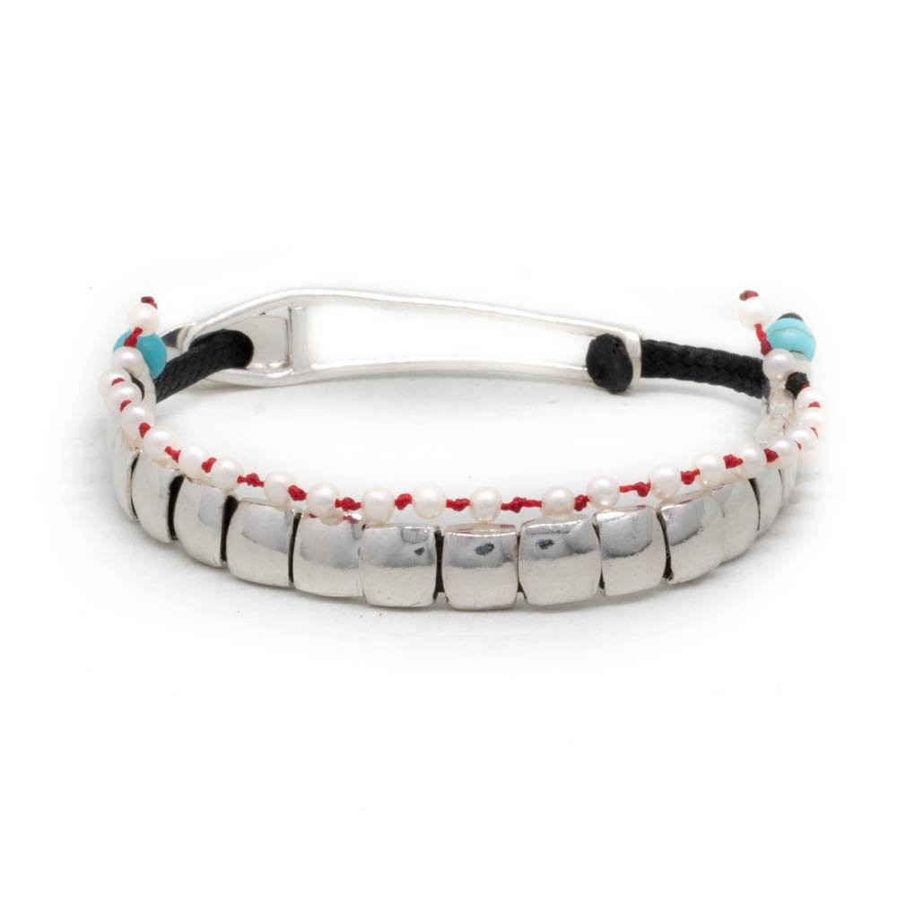Fersknit - Unisex Silver Bracelet with Pearl