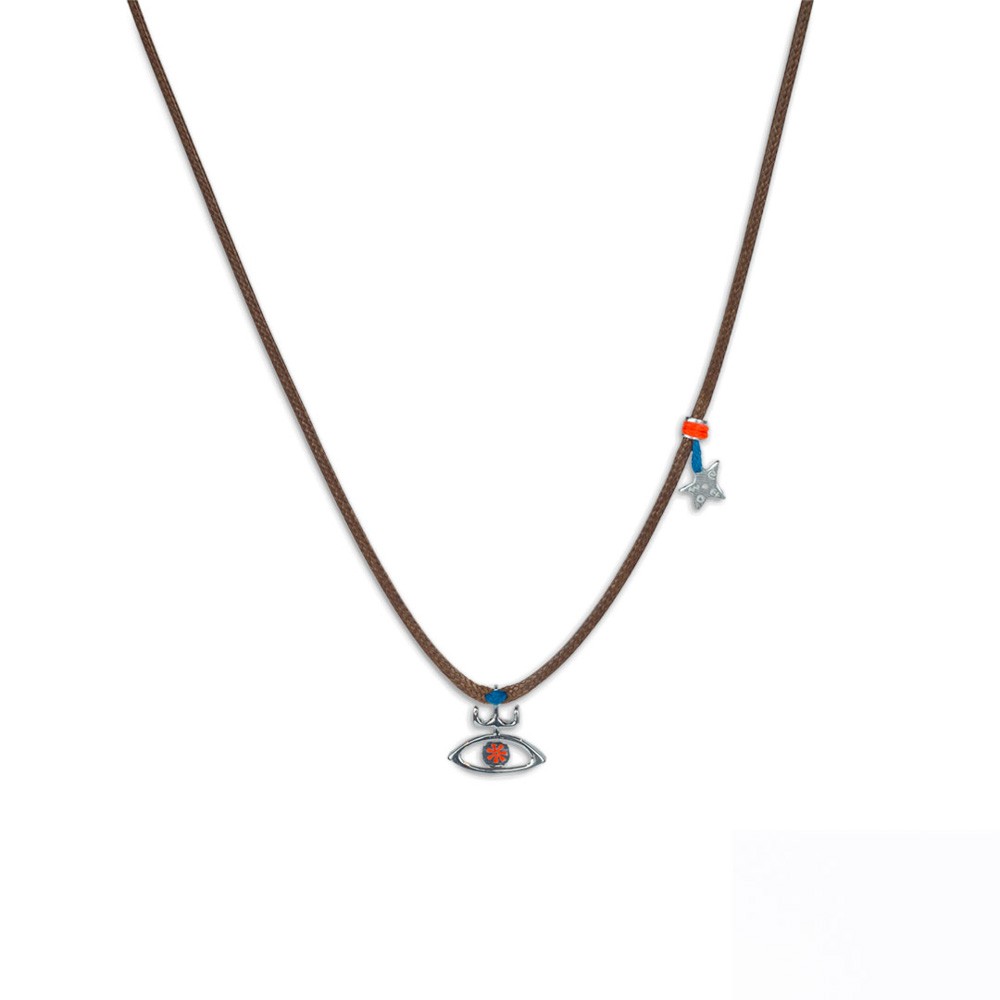 Fersknit - Silver Enamel with Horus Eye Necklace