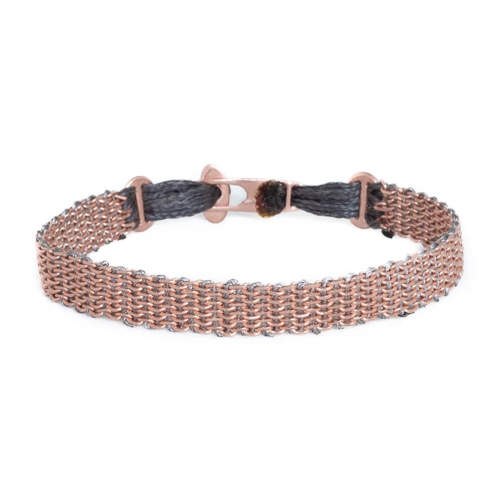 Fersknit - Unisex Rose Gold-Plated Silver Knitted Chain Bracelet