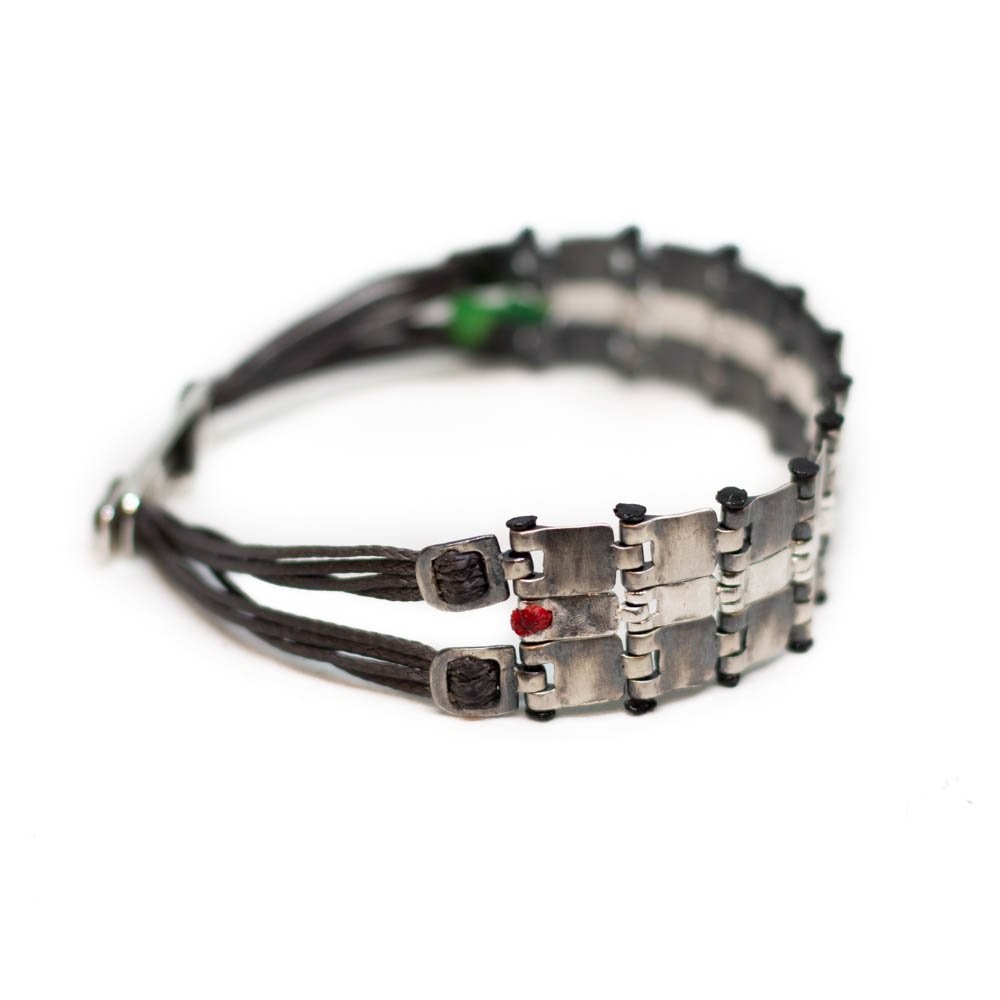 Fersknit - Silver Bracelet With Triple Linked Plaques