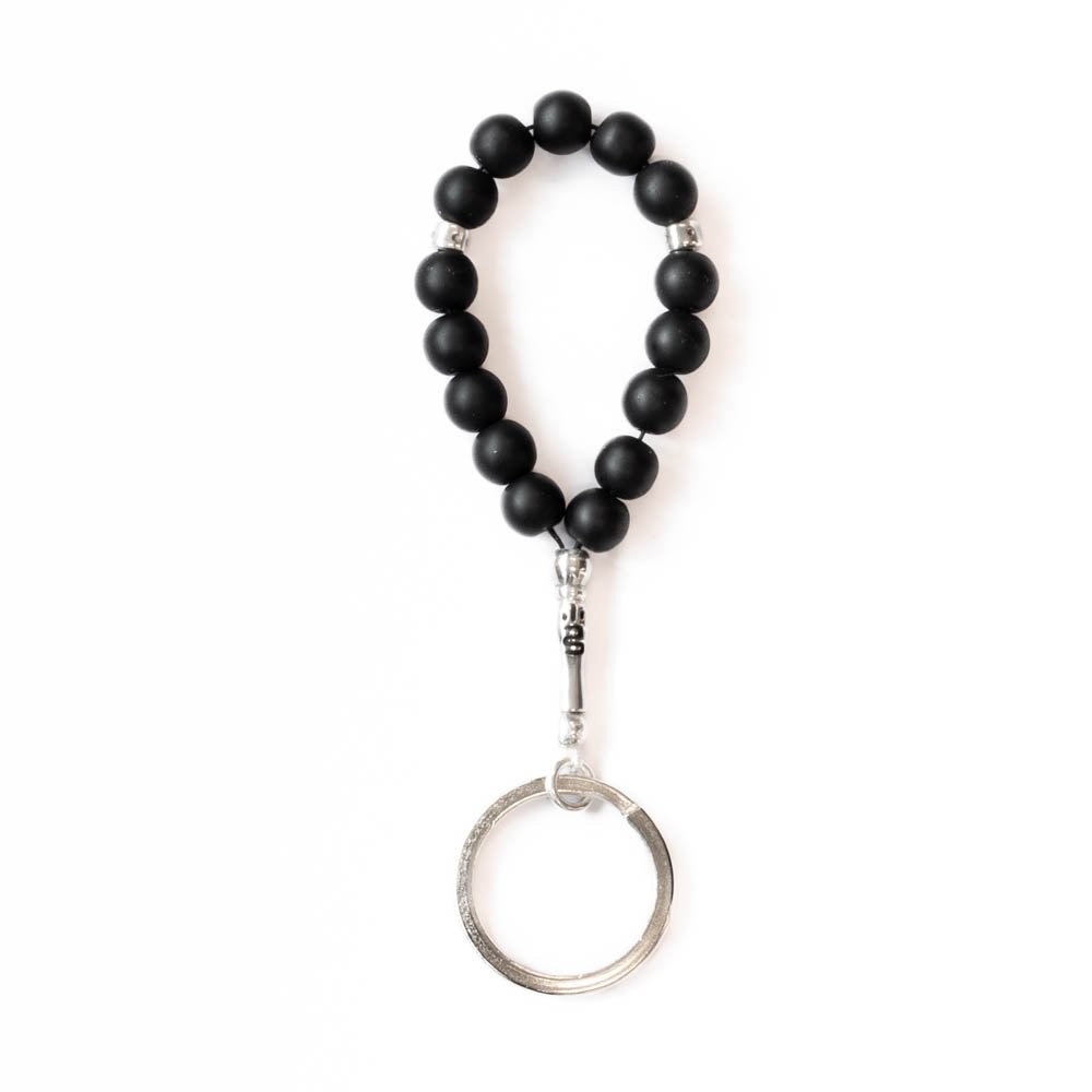 Fersknit - Silver Keychain with Natural Matte Onyx Stone