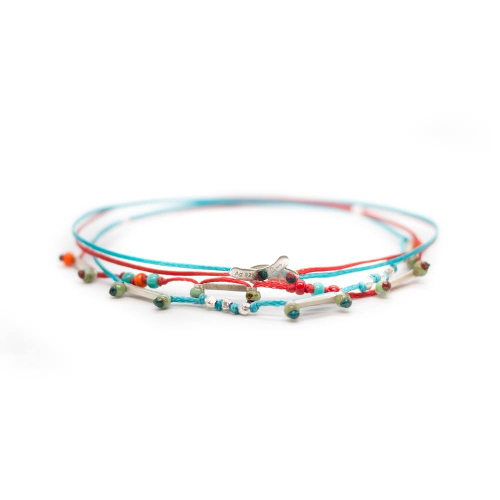Fersknit - Silver Bar with Beaded Anklet