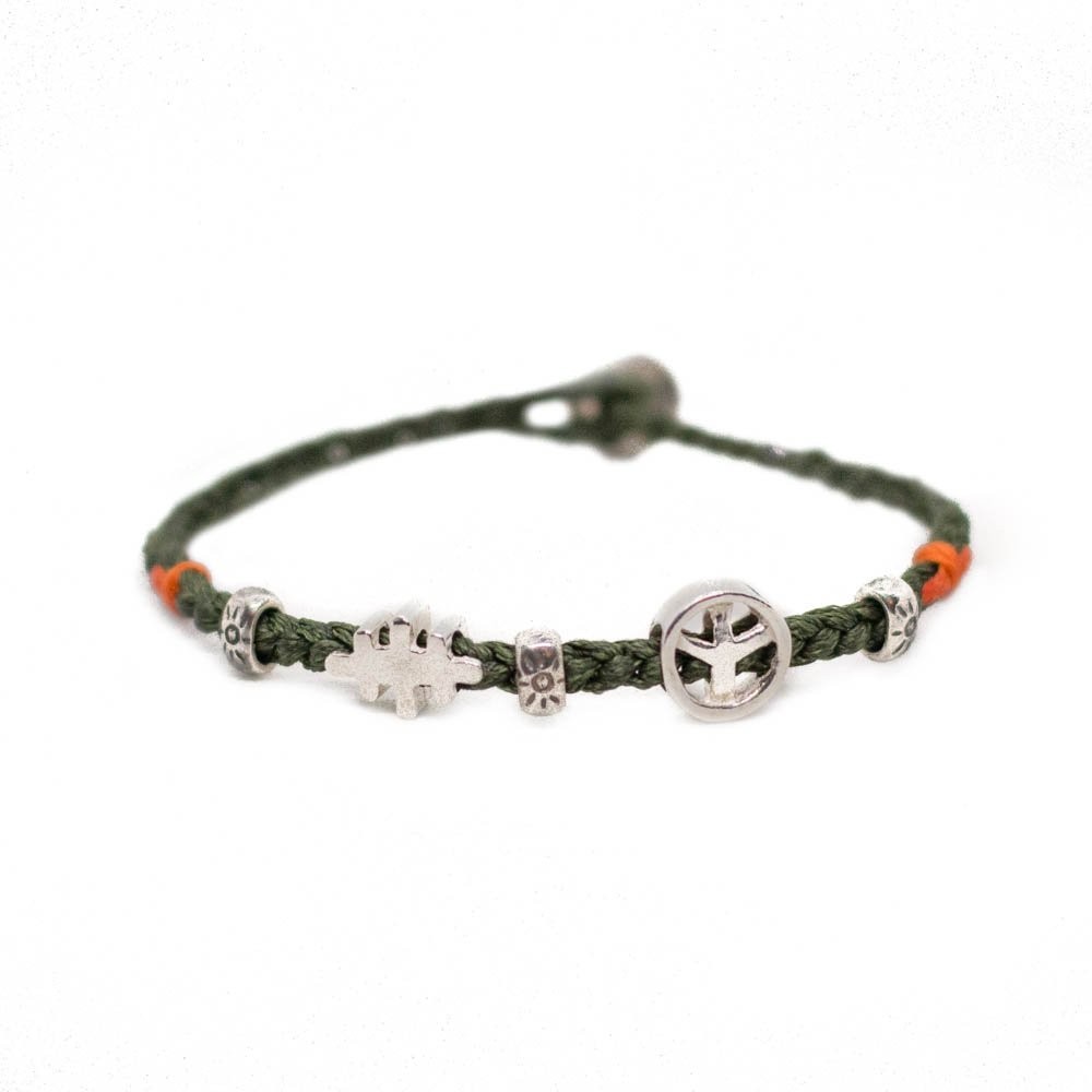 Fersknit - Unisex Silver Bracelet with Positivity, Peace and Connection Symbol