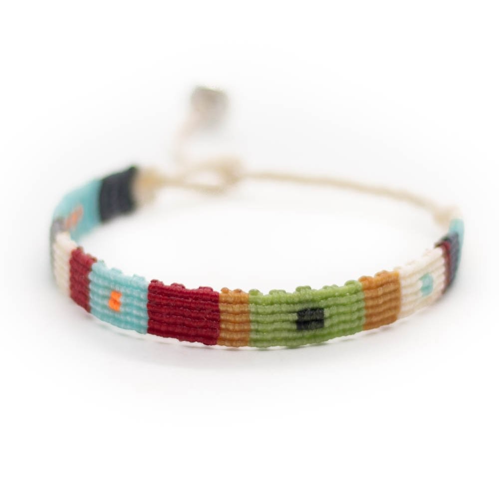 Fersknit - Unisex Multicolor 6 Row Macrame Bracelet Anklet with Silver End