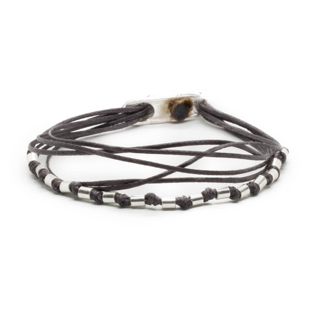 Fersknit - Unisex Silver Bracelet with Knots and Tubes