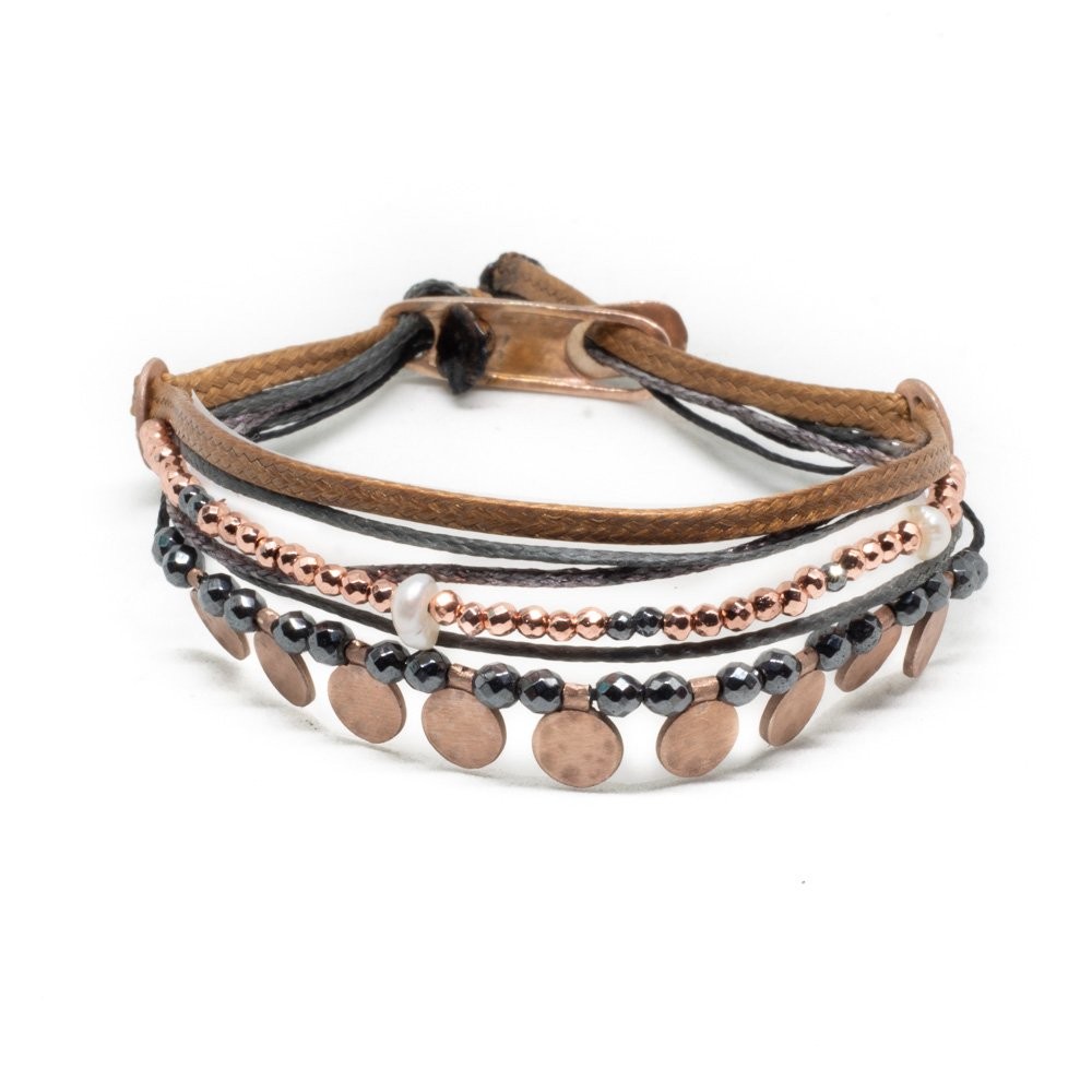 Fersknit - Rose Gold-Plated Silver Dangling Anklet with Marcasite Stone