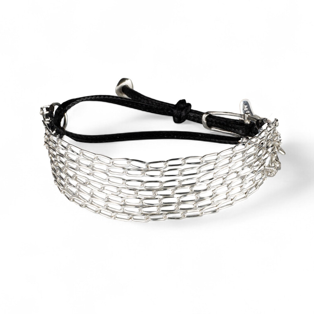 Fersknit - Gümüş 7 Sıra Zincirli Bileklik Unisex - SILVER