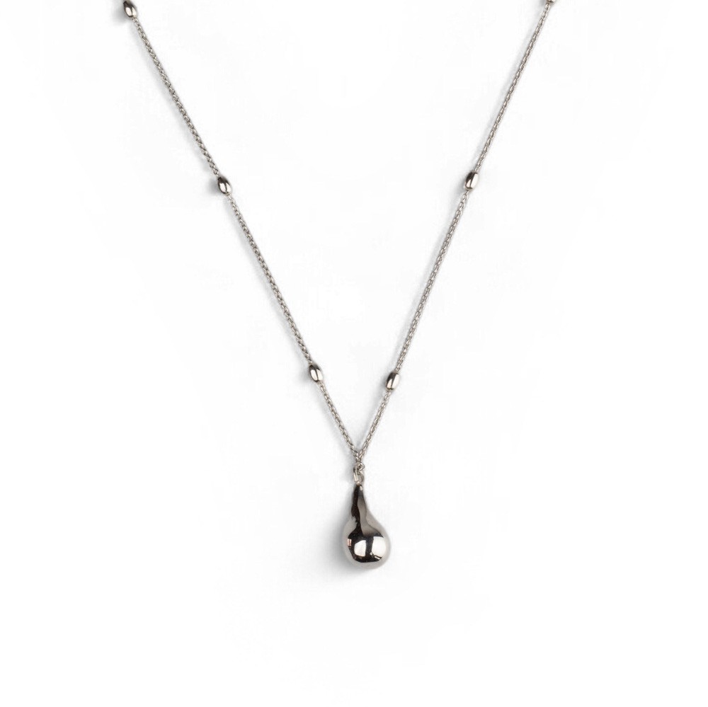 Fersknit - Silver Big Drop Necklace