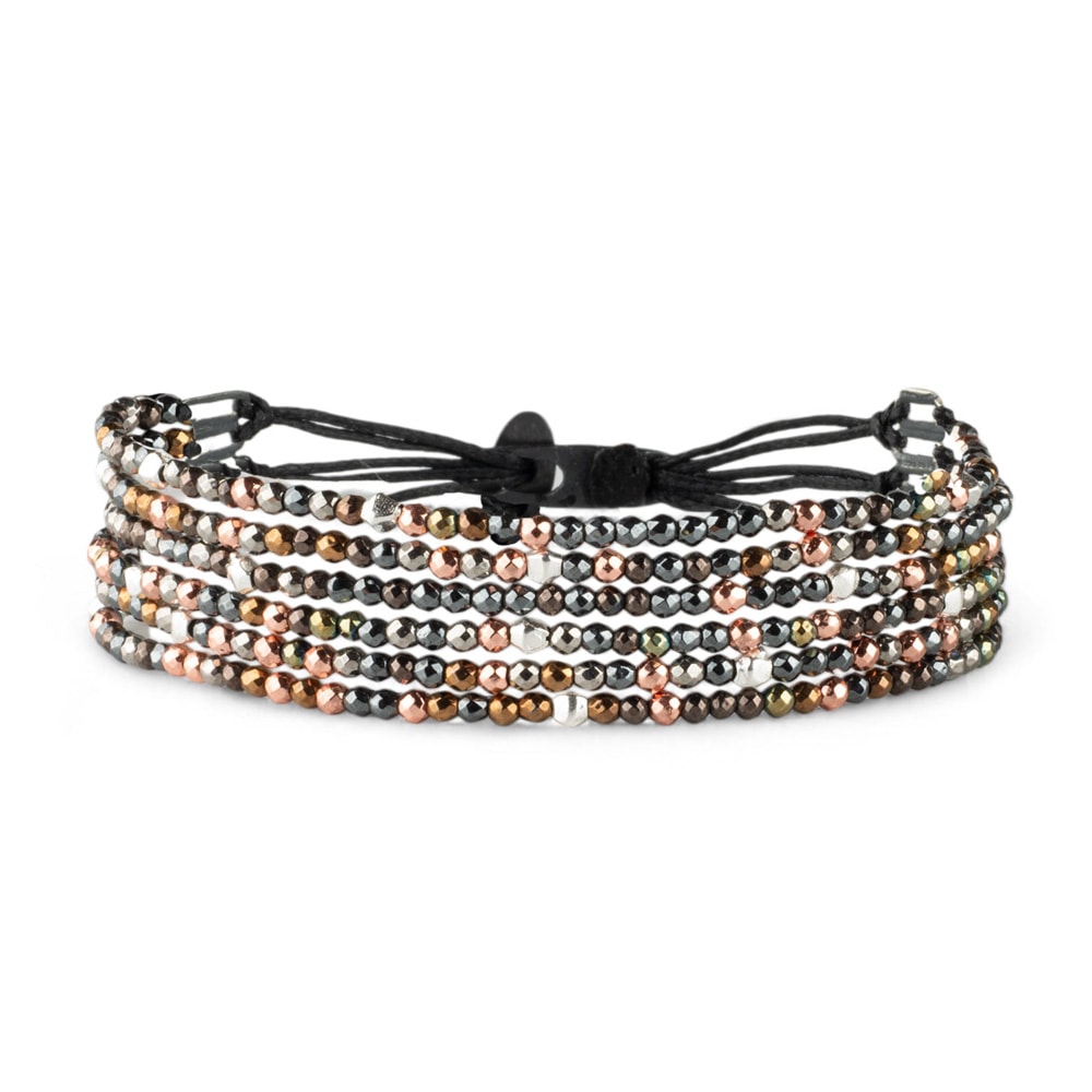 Fersknit - 6 Sıra Gümüş ve Marcasite Taşlı Bileklik Unisex - Mixed