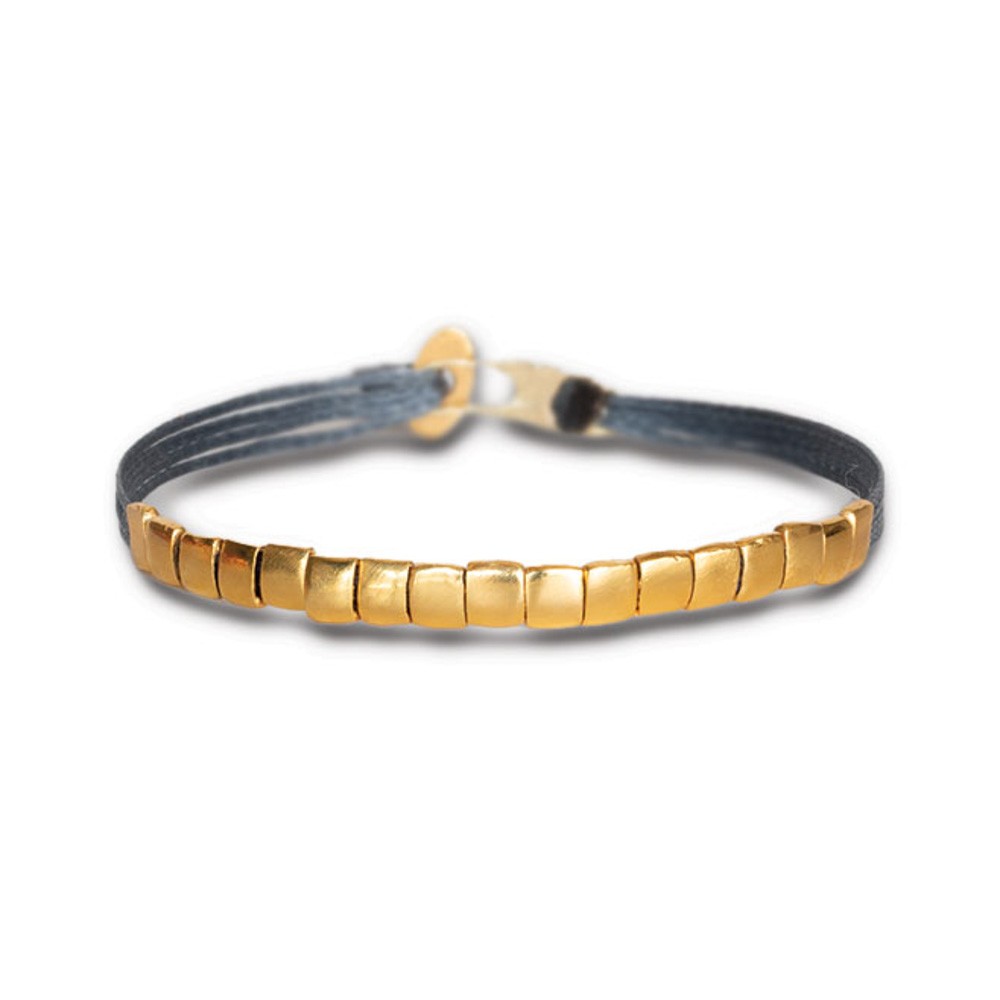 Fersknit - Unisex Gold-Plated Silver Squares Lined Up Bracelet