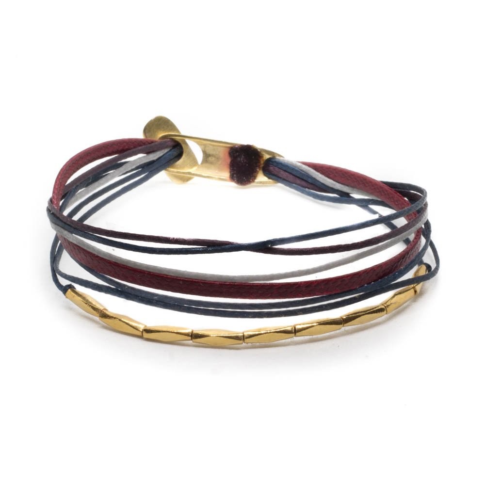 Fersknit - Unisex Gold-Plated Silver Bracelet with 9 Twisted Tubes