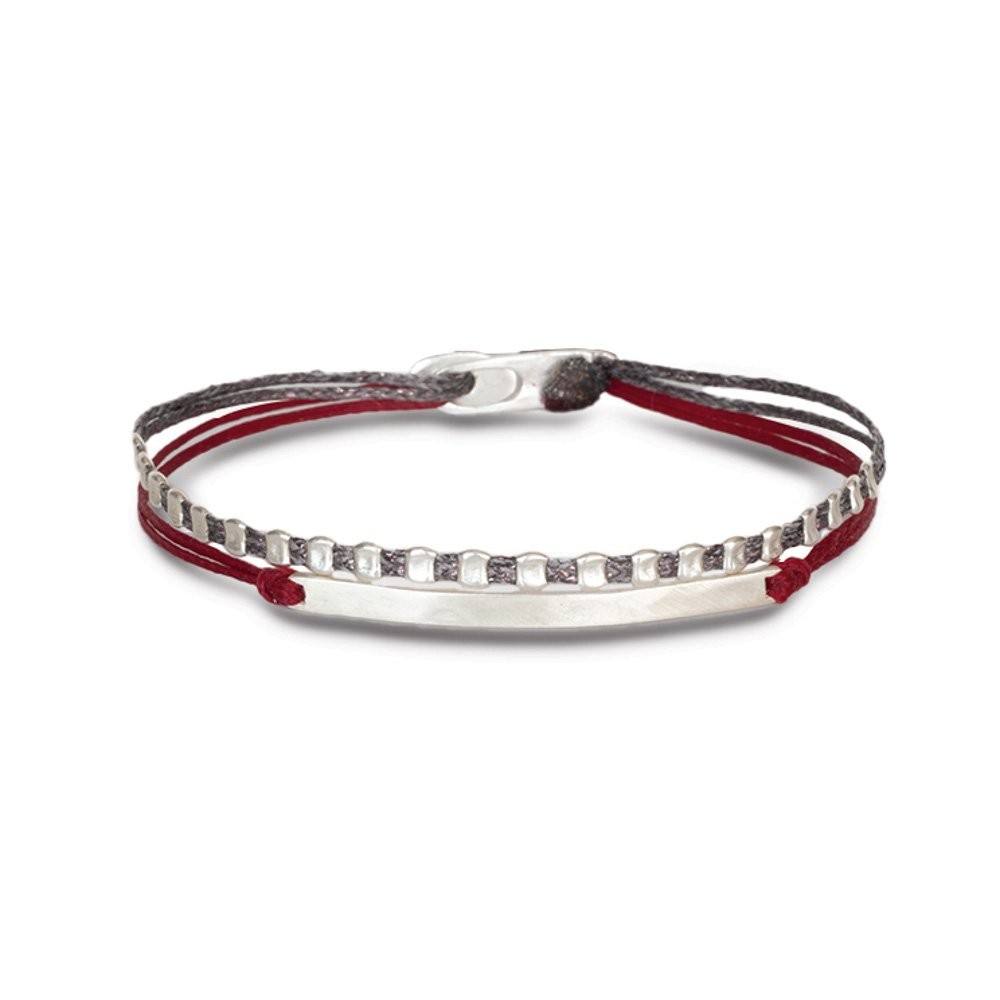 Fersknit - Unisex Bracelet with Mini Silver Squares and Plate