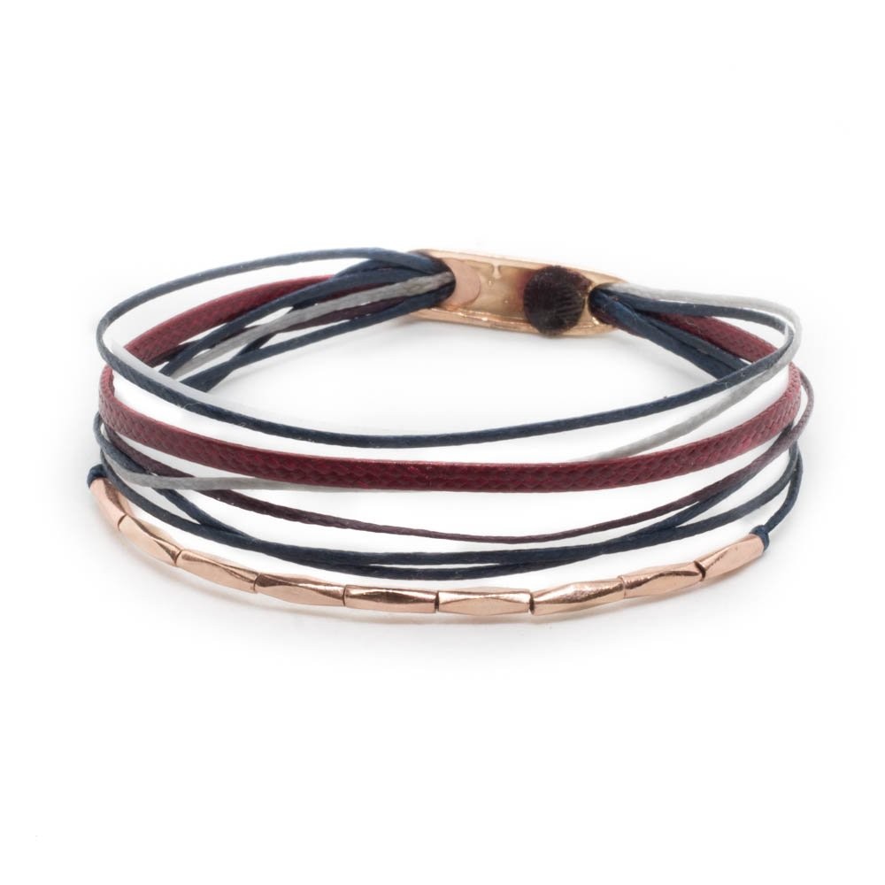 Fersknit - Unisex Rose Gold-Plated Silver Bracelet with 9 Twisted Tubes