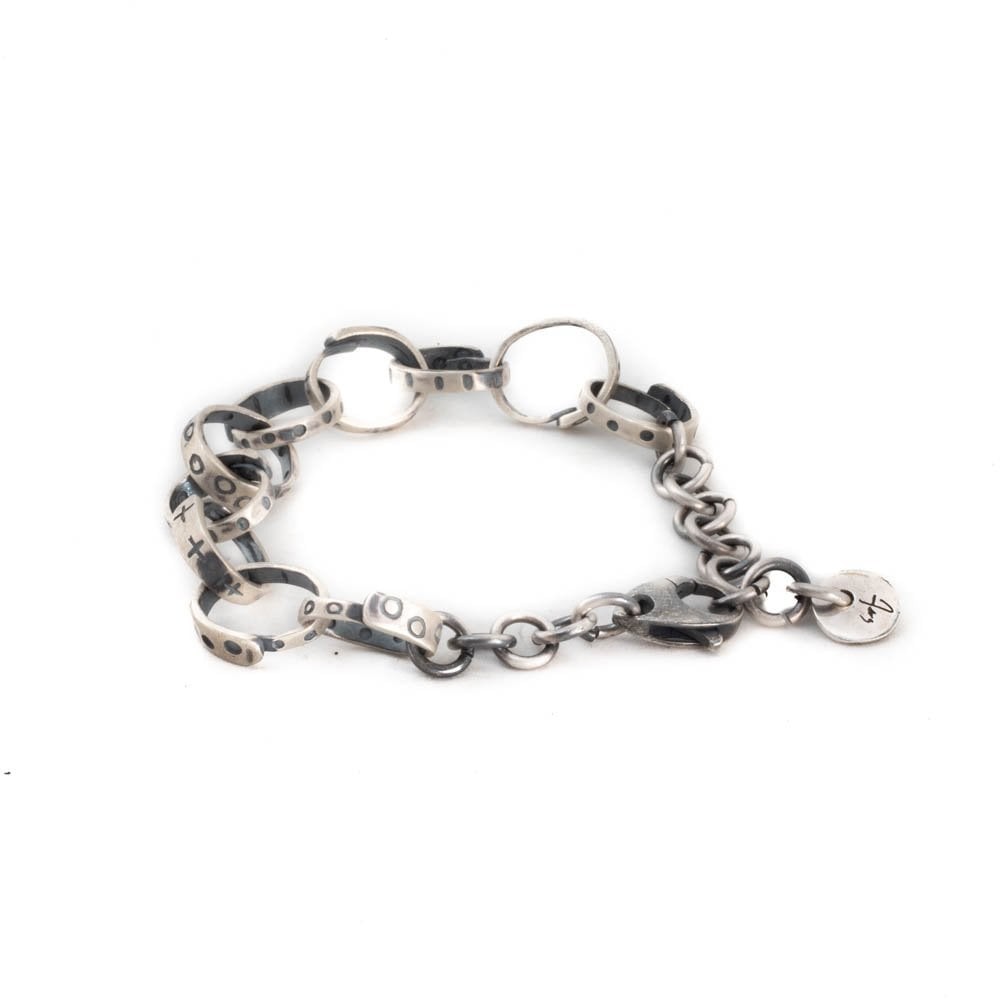 Fersknit - Unisex Silver Bracelet with Big Hoop Chain