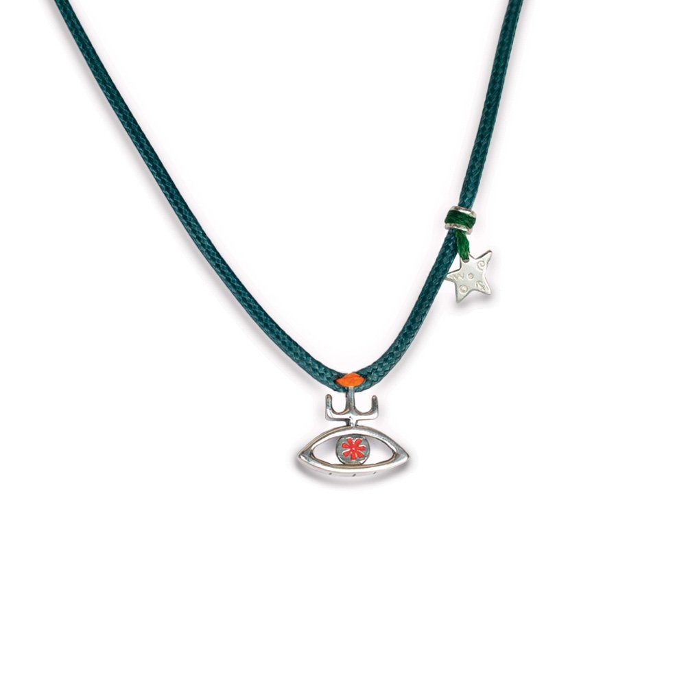 Fersknit - Silver Enamel with Horus Eye Necklace
