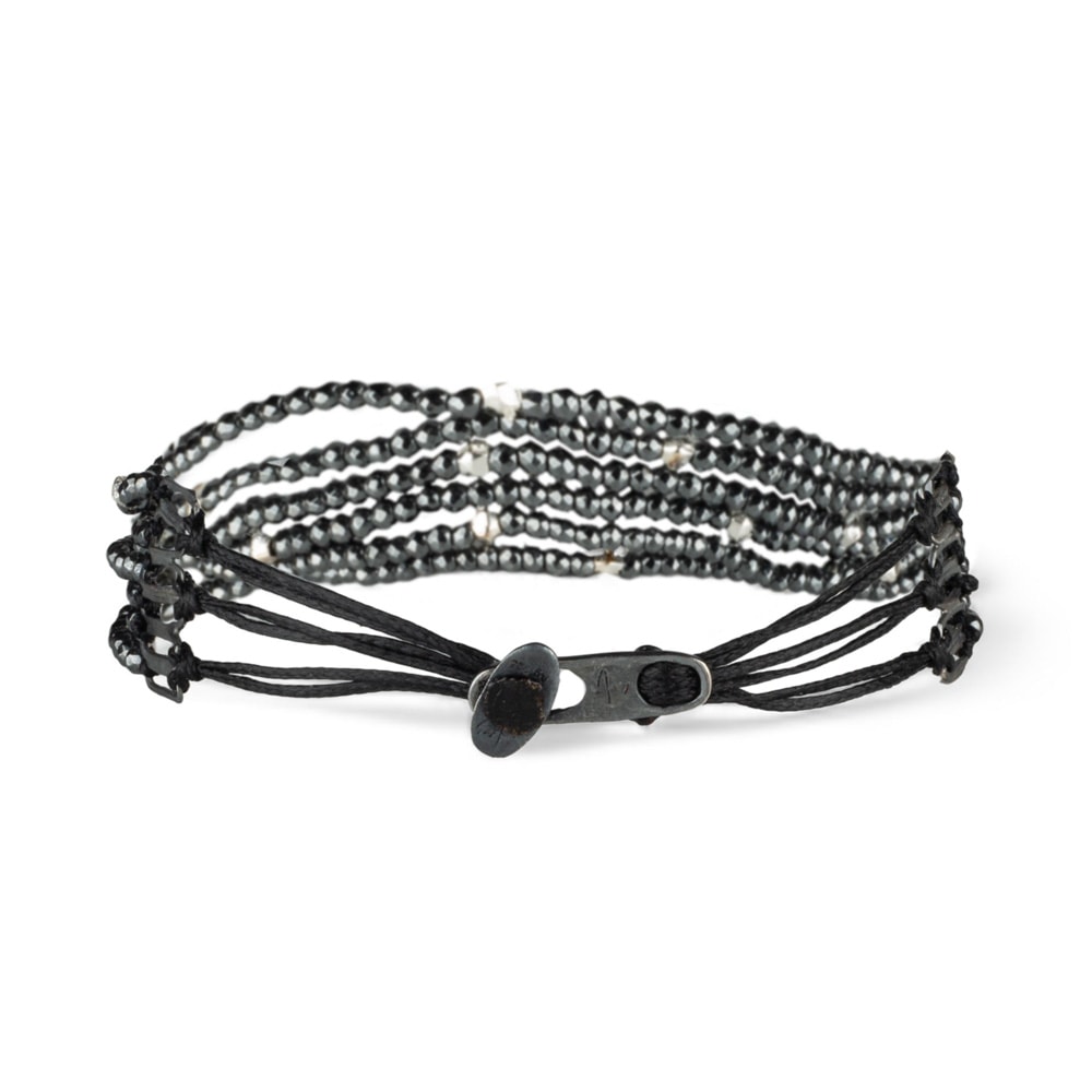 Fersknit - 6 Sıra Gümüş ve Marcasite Taşlı Bileklik Unisex