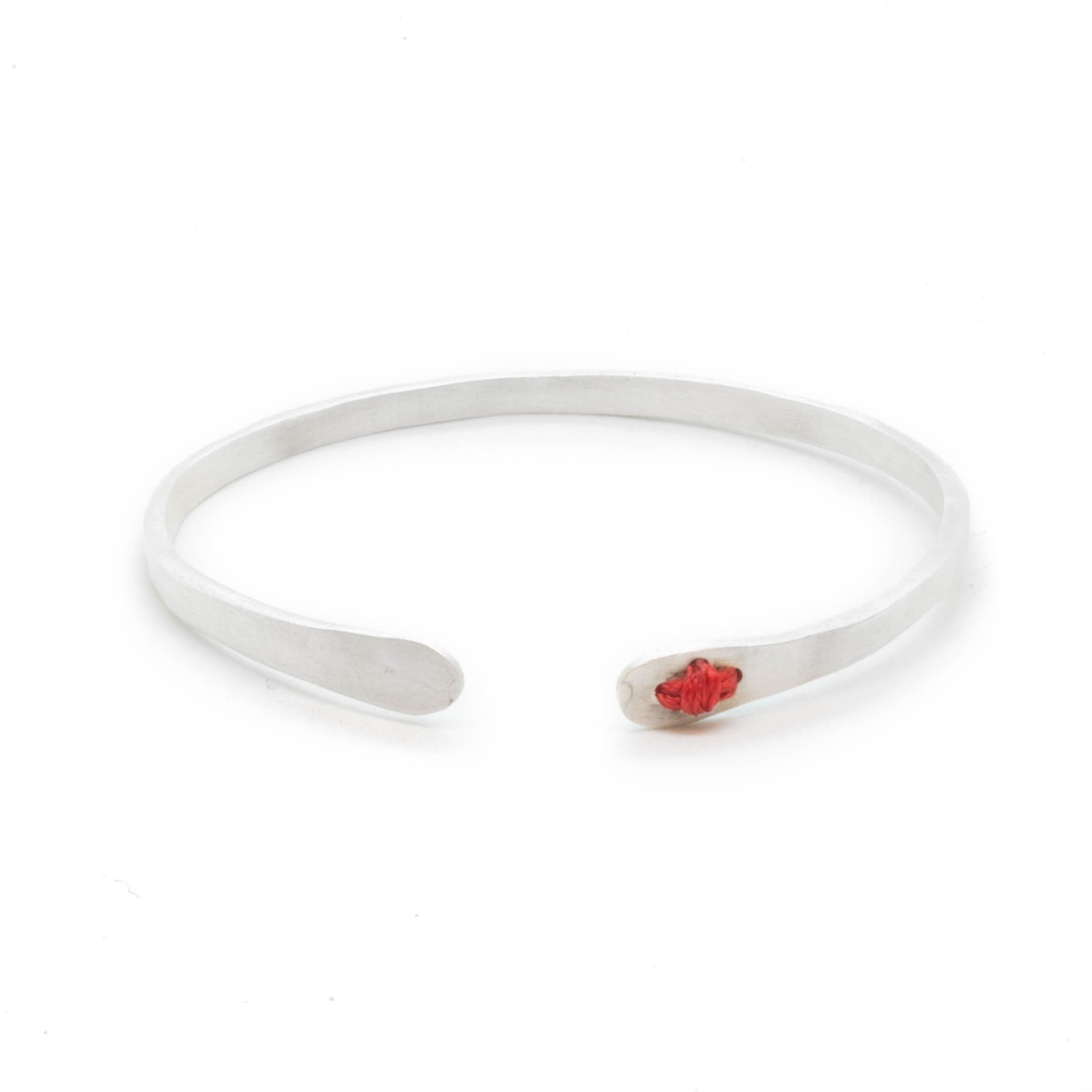 Fersknit - Unisex Silver Cuff Bracelet with Rope