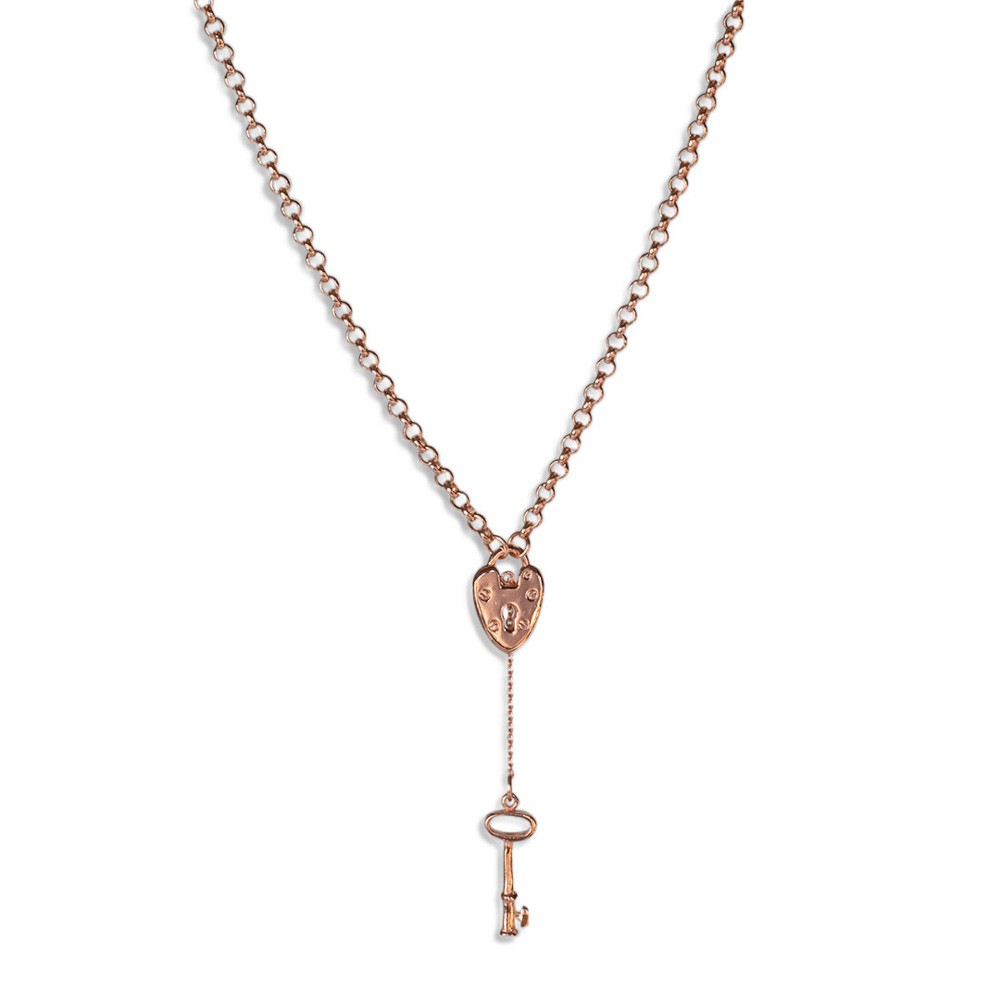 Fersknit - Rose-Plated Silver Love Lock Necklace