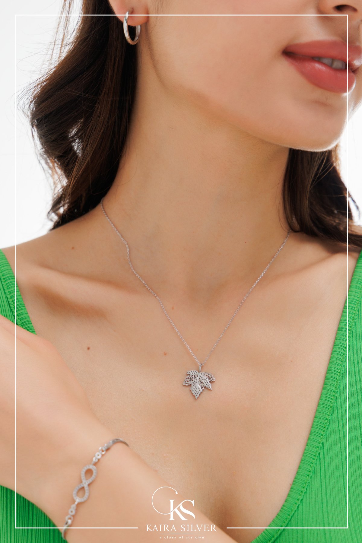 925 Sterling Silver Leaf Model Ghost Necklace Leaf Necklace