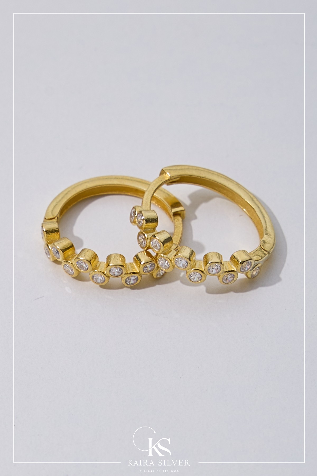 925 Carat Gold Plated Stone Silver Earring Hoop Earring Round Earring