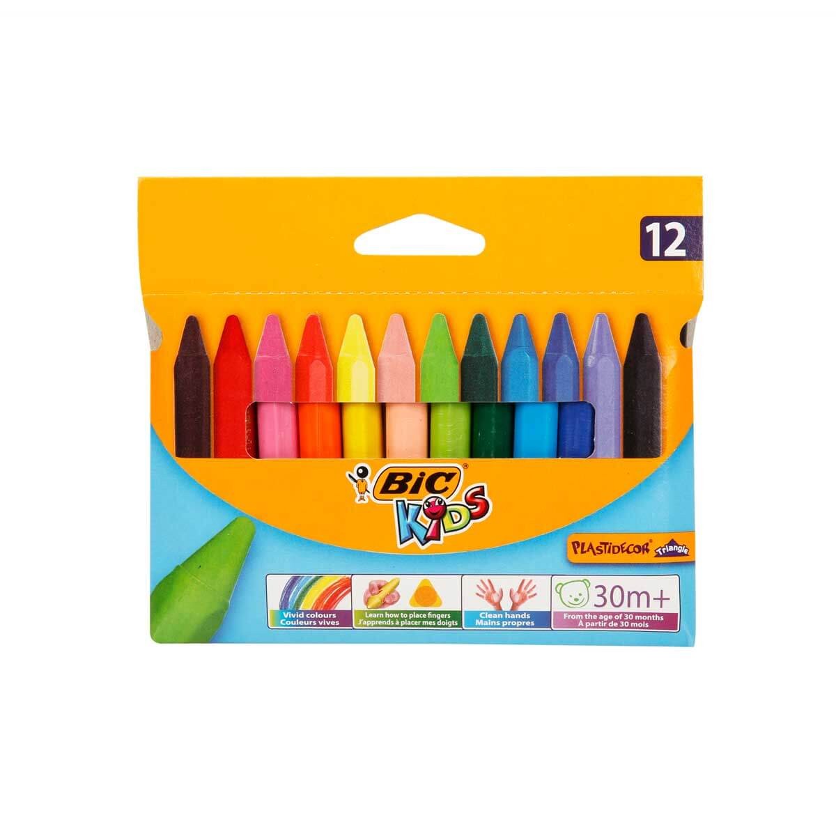 Bic Elleri Kirletmeyen Üçgen Pastel Boya 12'li