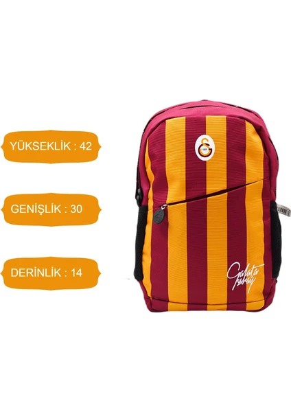 Galatasaray 3 Bölmeli Çubuklu Forma Okul Sırt Çantası (24556)