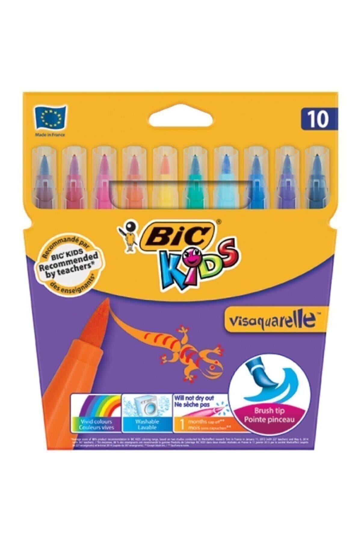 Bic Visa Fırça Uçlu Keçeli Boya Kalemi 10`lu Kutu 3270220001553