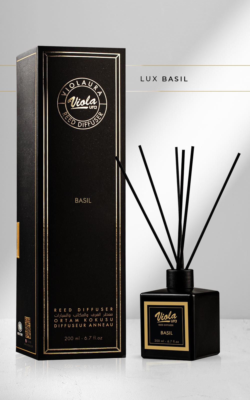 Violaura 200 ml Basil Reed Diffuser