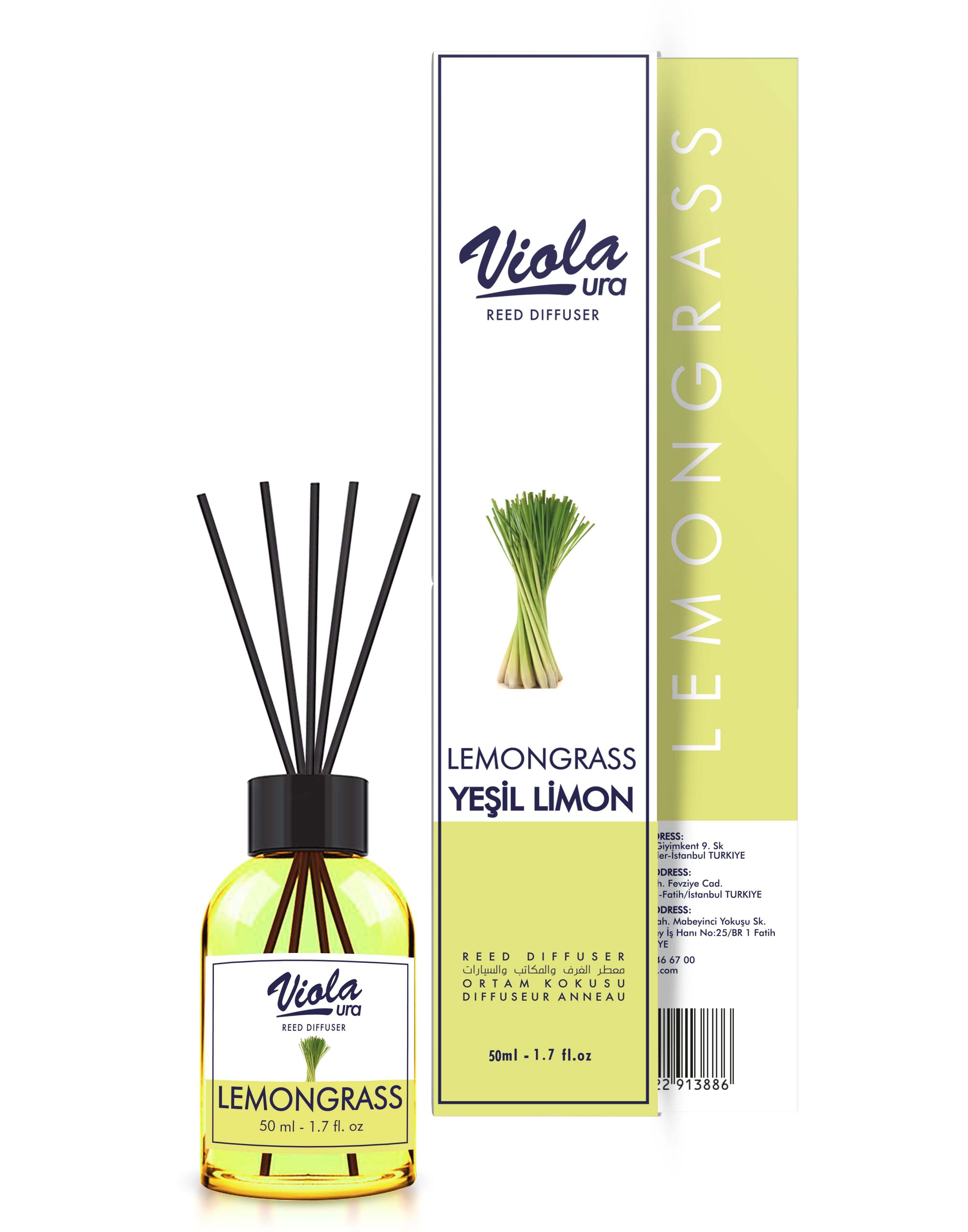 Violaura 50 ml Lemongrass Reed Diffuser 