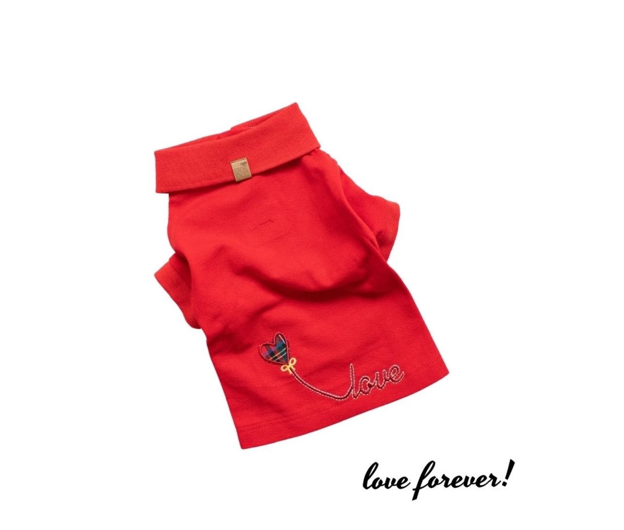 BCBC Love Nakışlı Kırmızı Köpek Polo