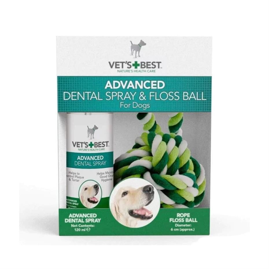 Vet's Best Köpek Ağız Spreyi 120 ml + Diş Temizleyici Top 16 cm