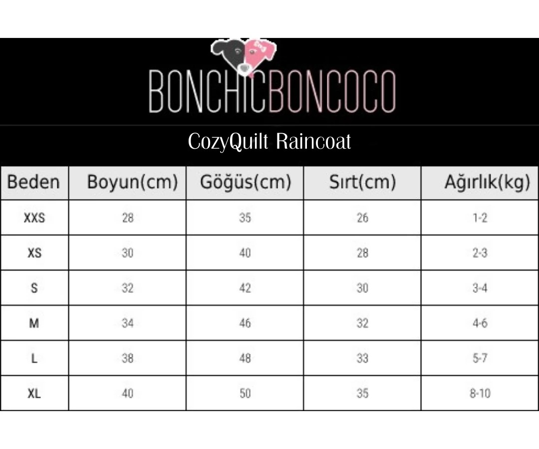CozyQuilt Kapitone Köpek Yağmurluğu