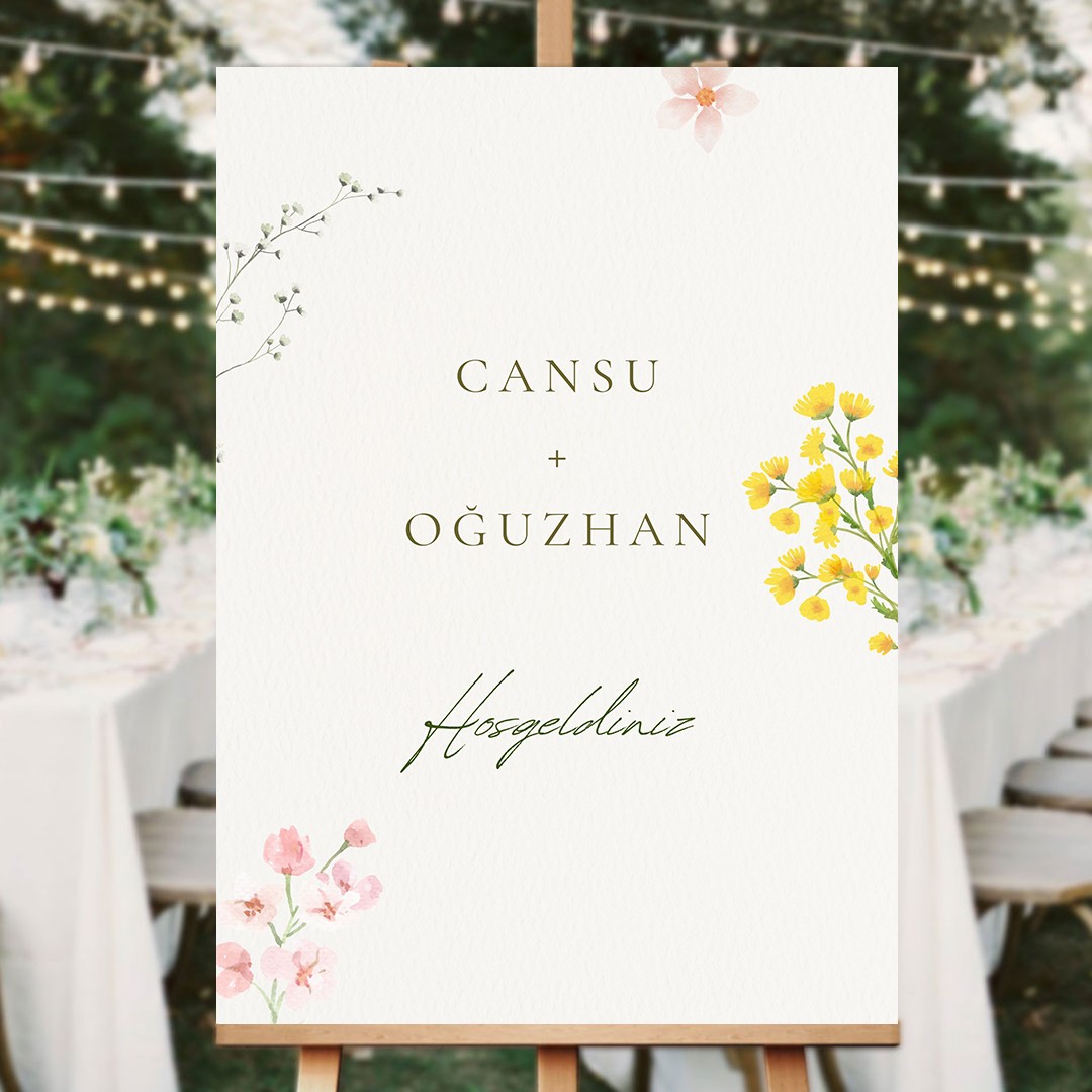 Boho Garden Düğün Salonu Karşılama Panosu