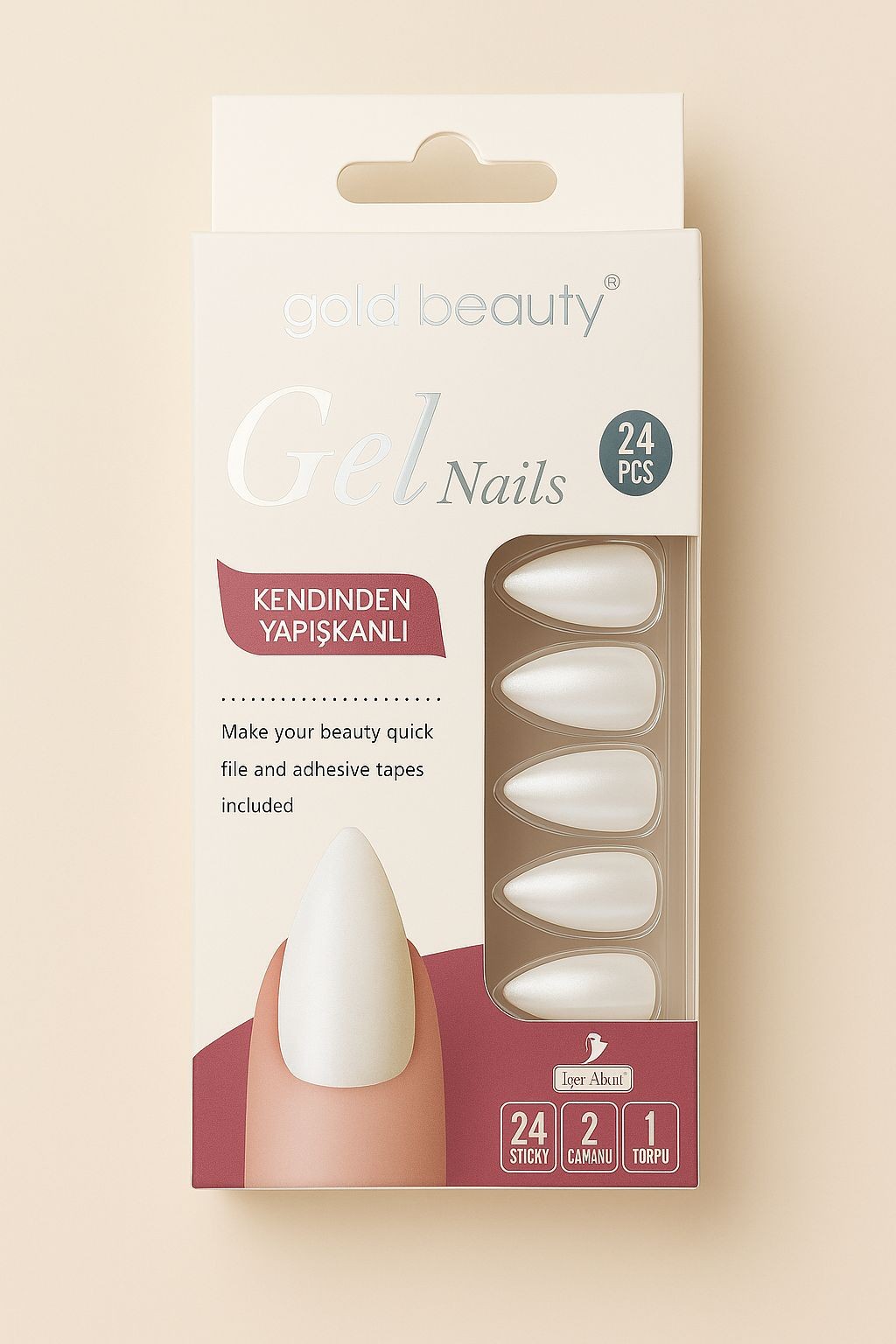 Gold Beauty Kendinden Yapışkanlı Takma Tırnak Seti (24’lü)