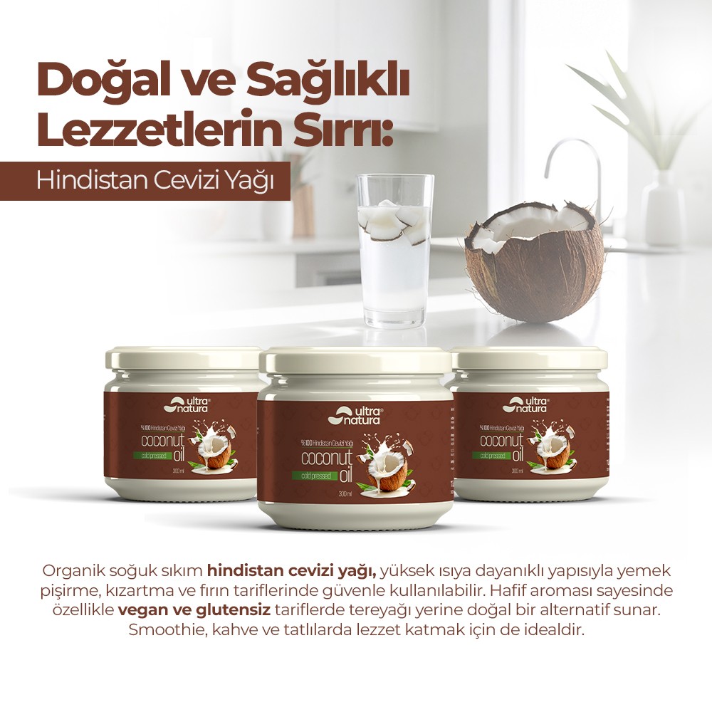 Soğuk Sıkım Organik Hindistan Cevizi Yağı - 300ml