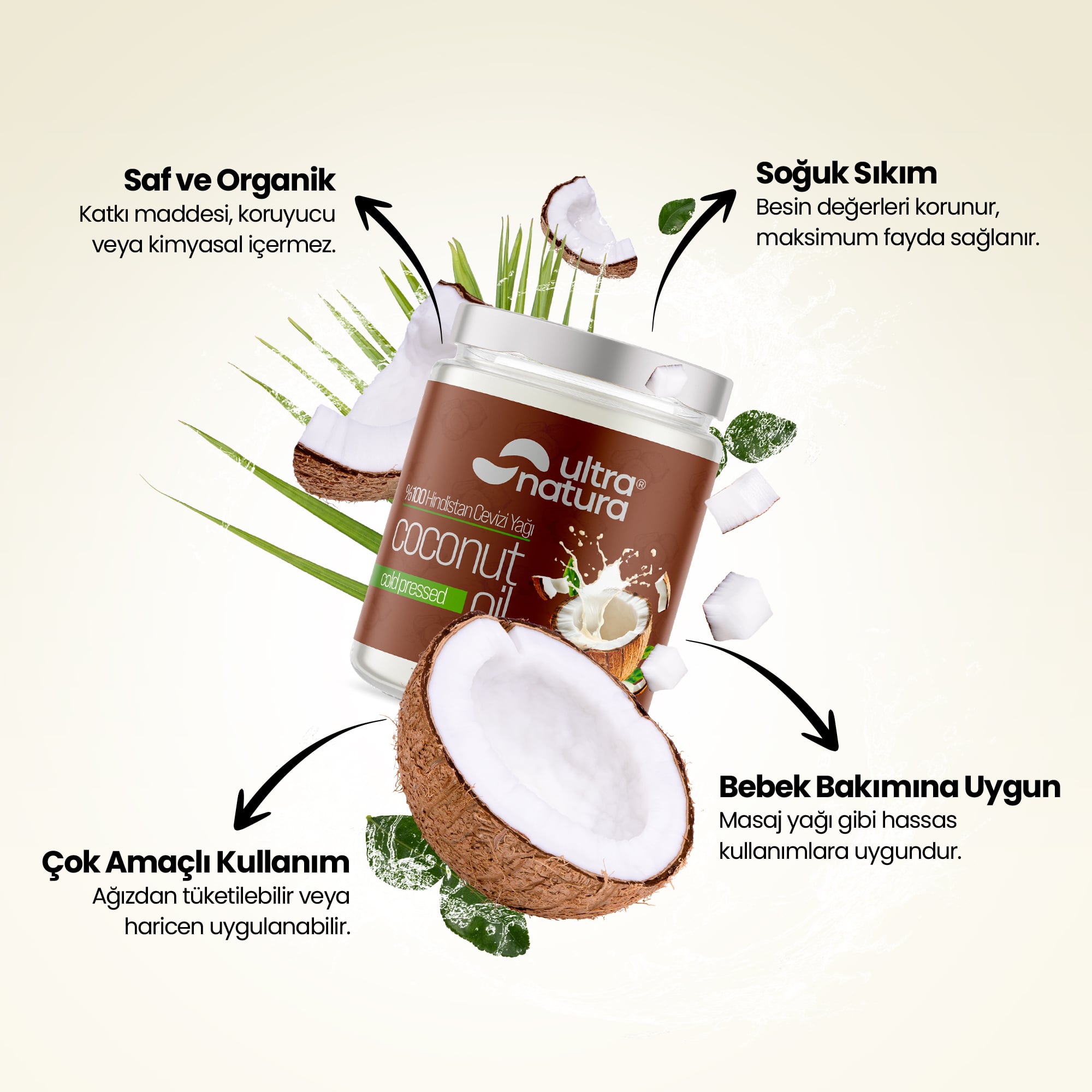 %100 Hindistan Cevizi Yağı - 200ml