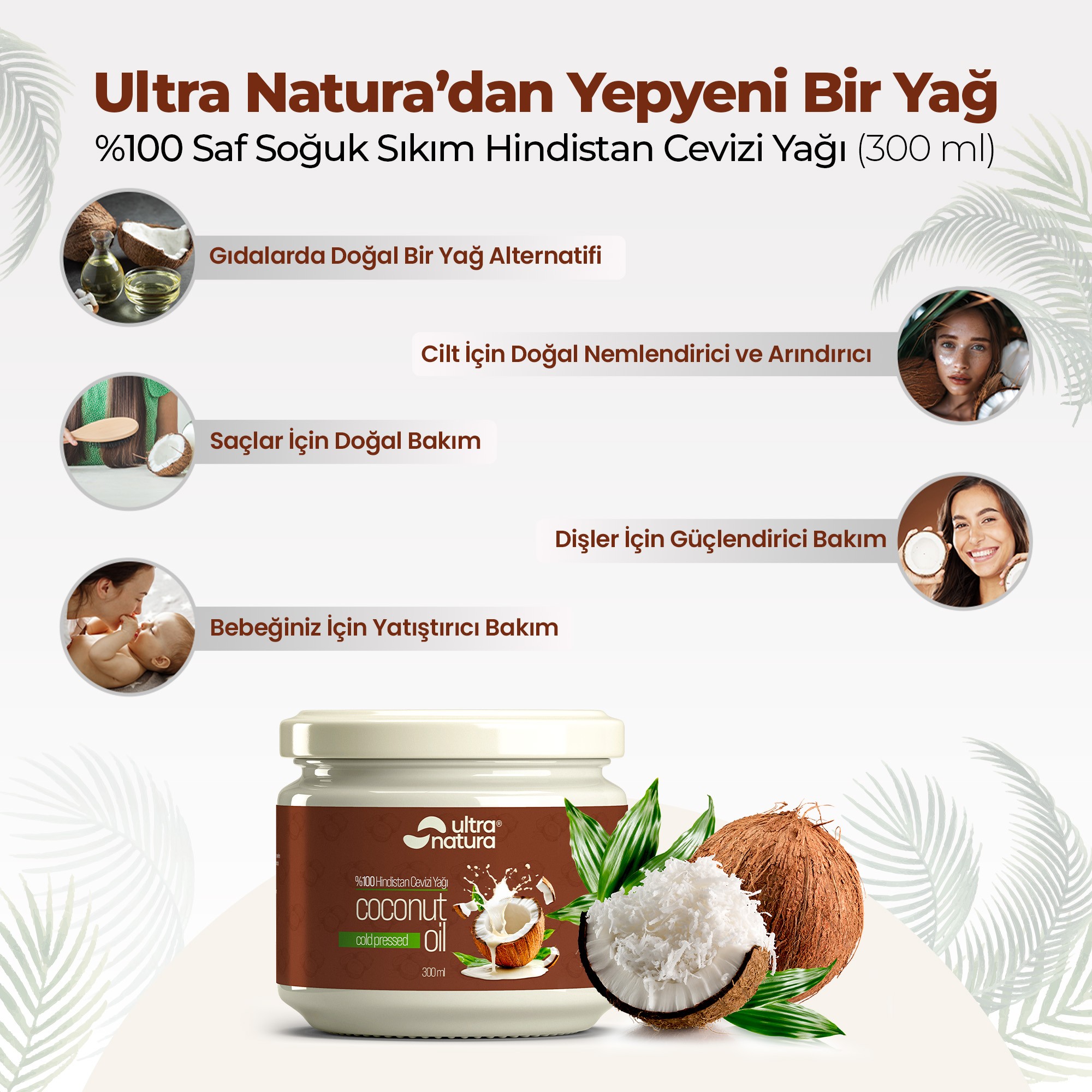 Soğuk Sıkım Organik Hindistan Cevizi Yağı - 300ml