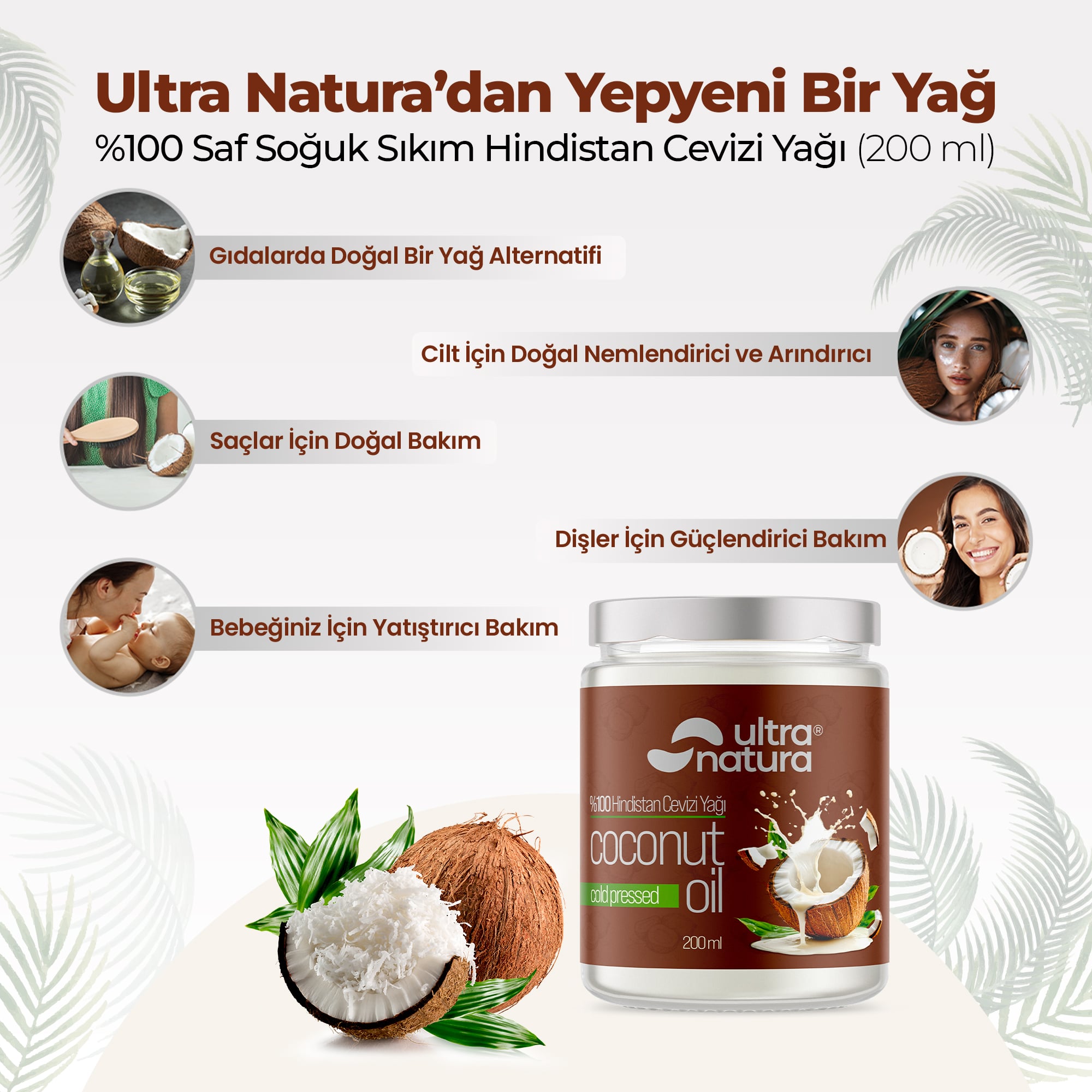 %100 Hindistan Cevizi Yağı - 200ml