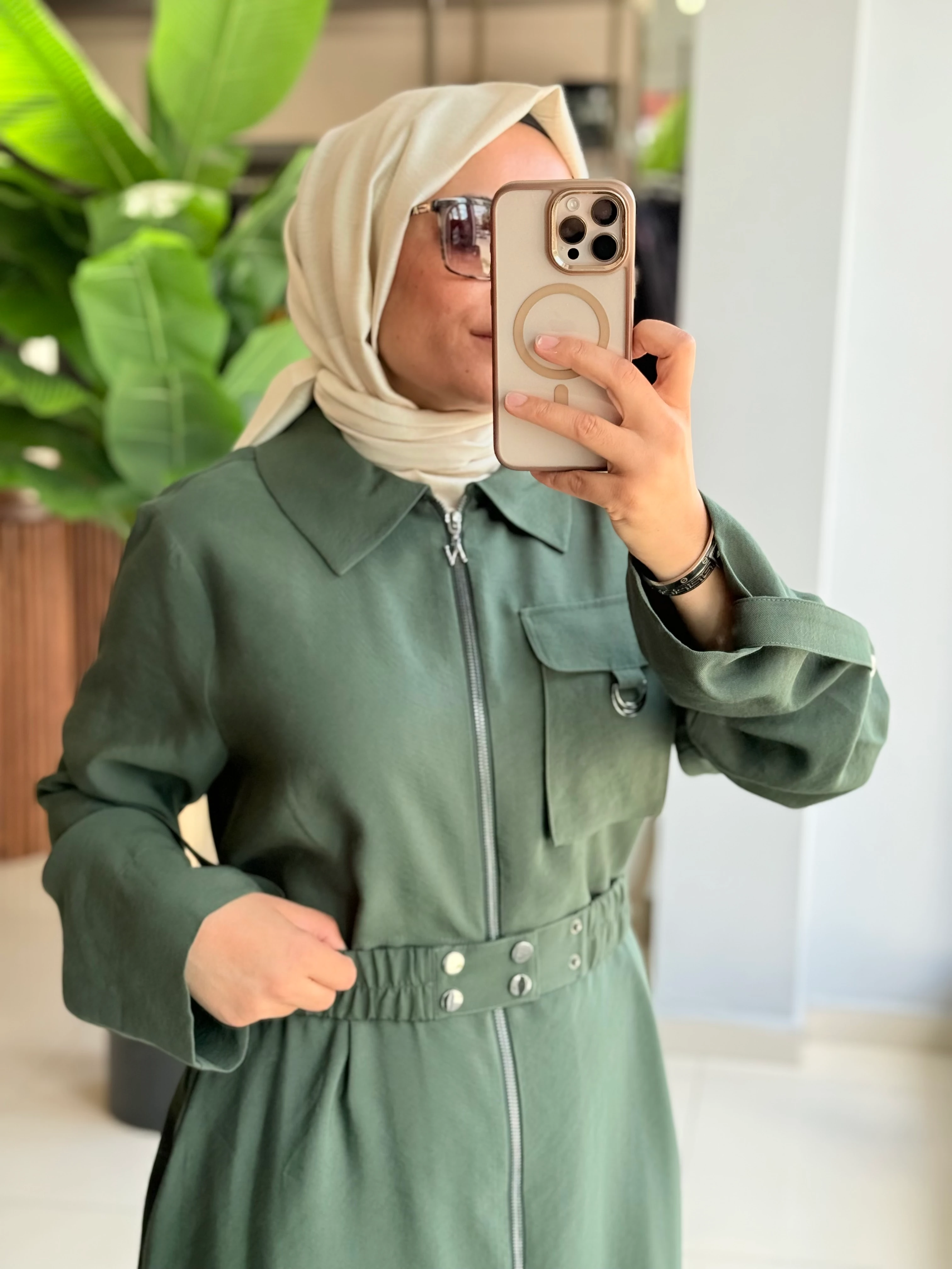 Nuss Yeşil Ferace Elbise