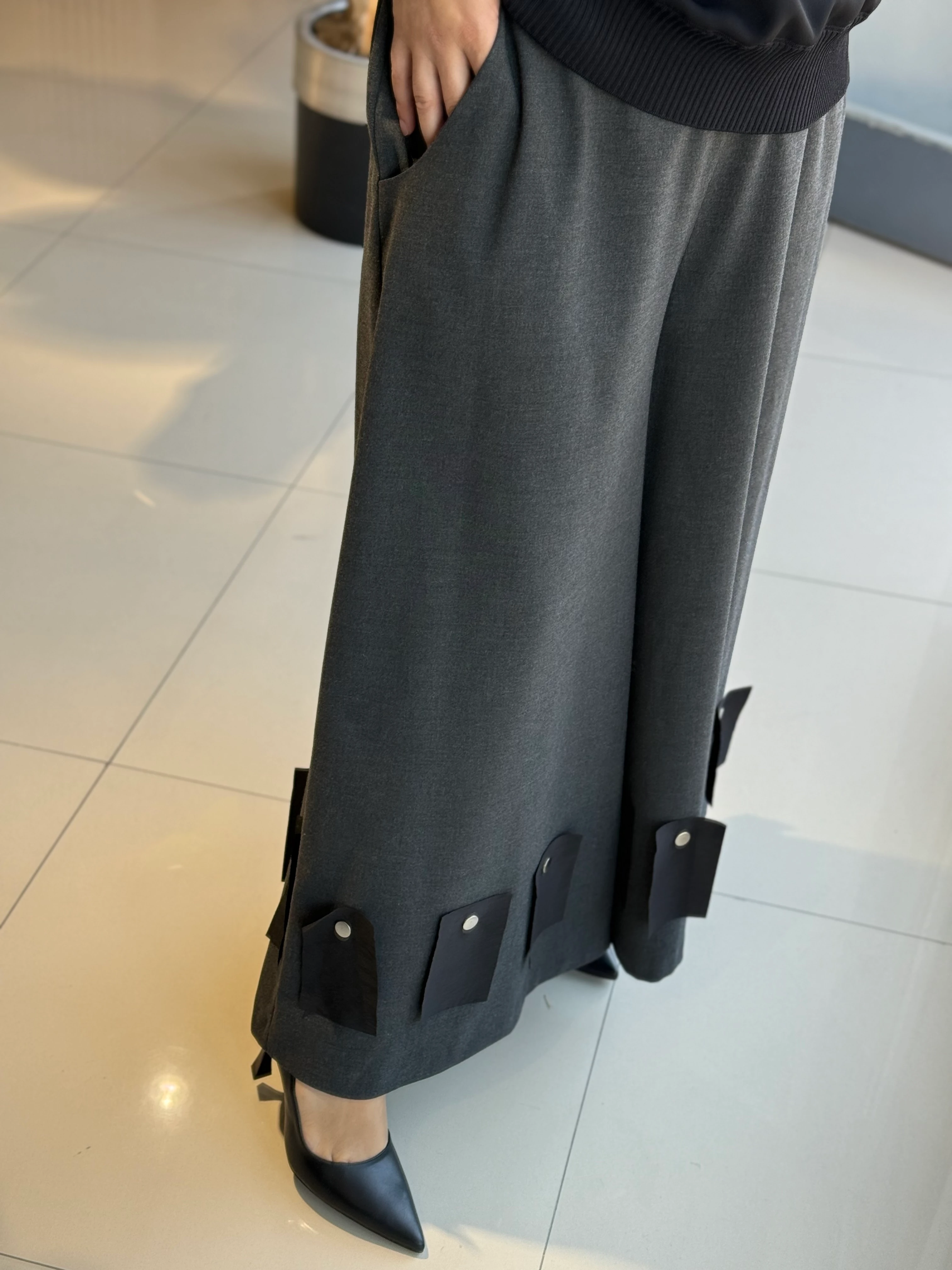 Ghisa Bol Paça Gri Pantolon