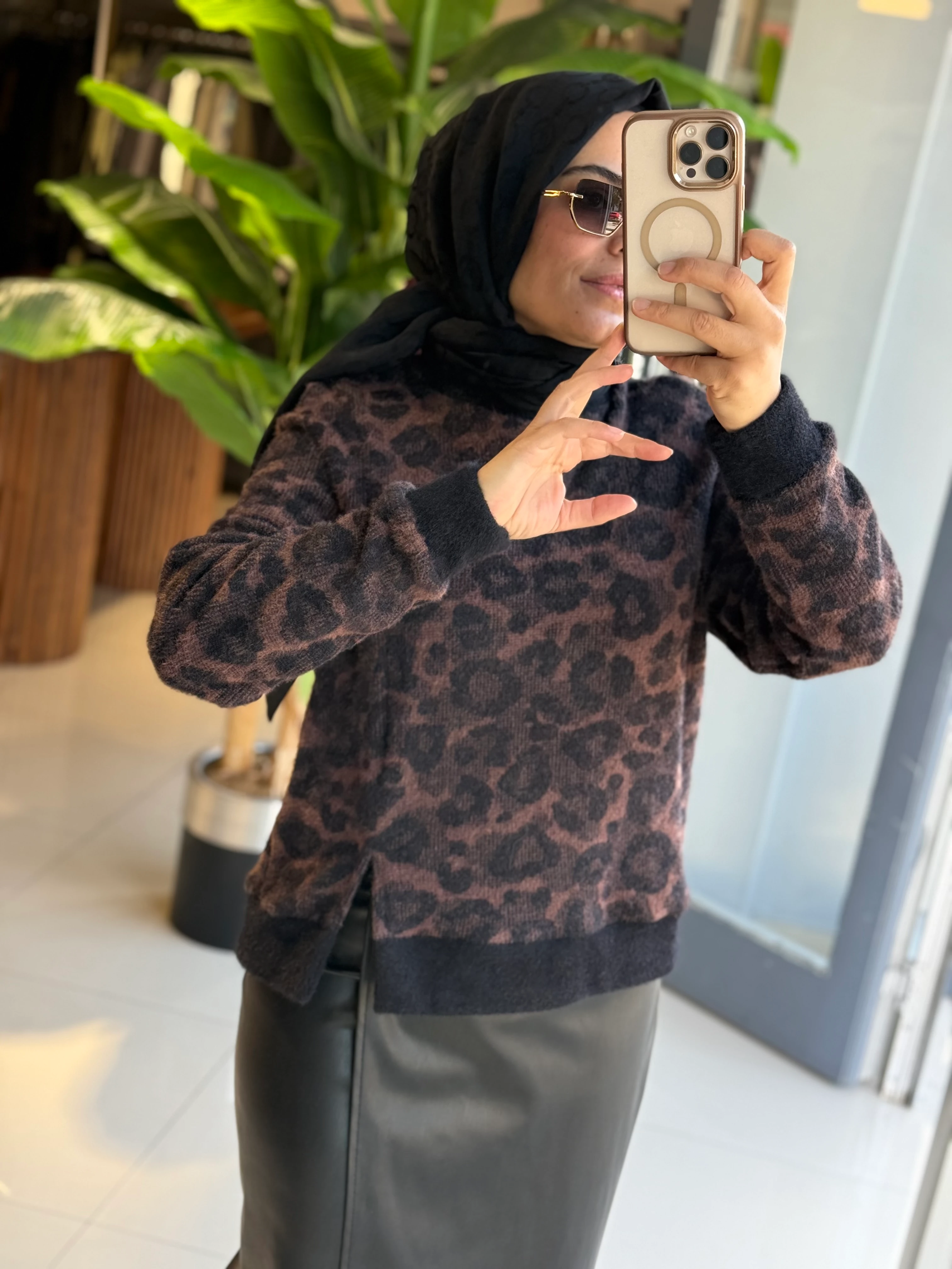 Seçil Store Leopar Desen Kazak