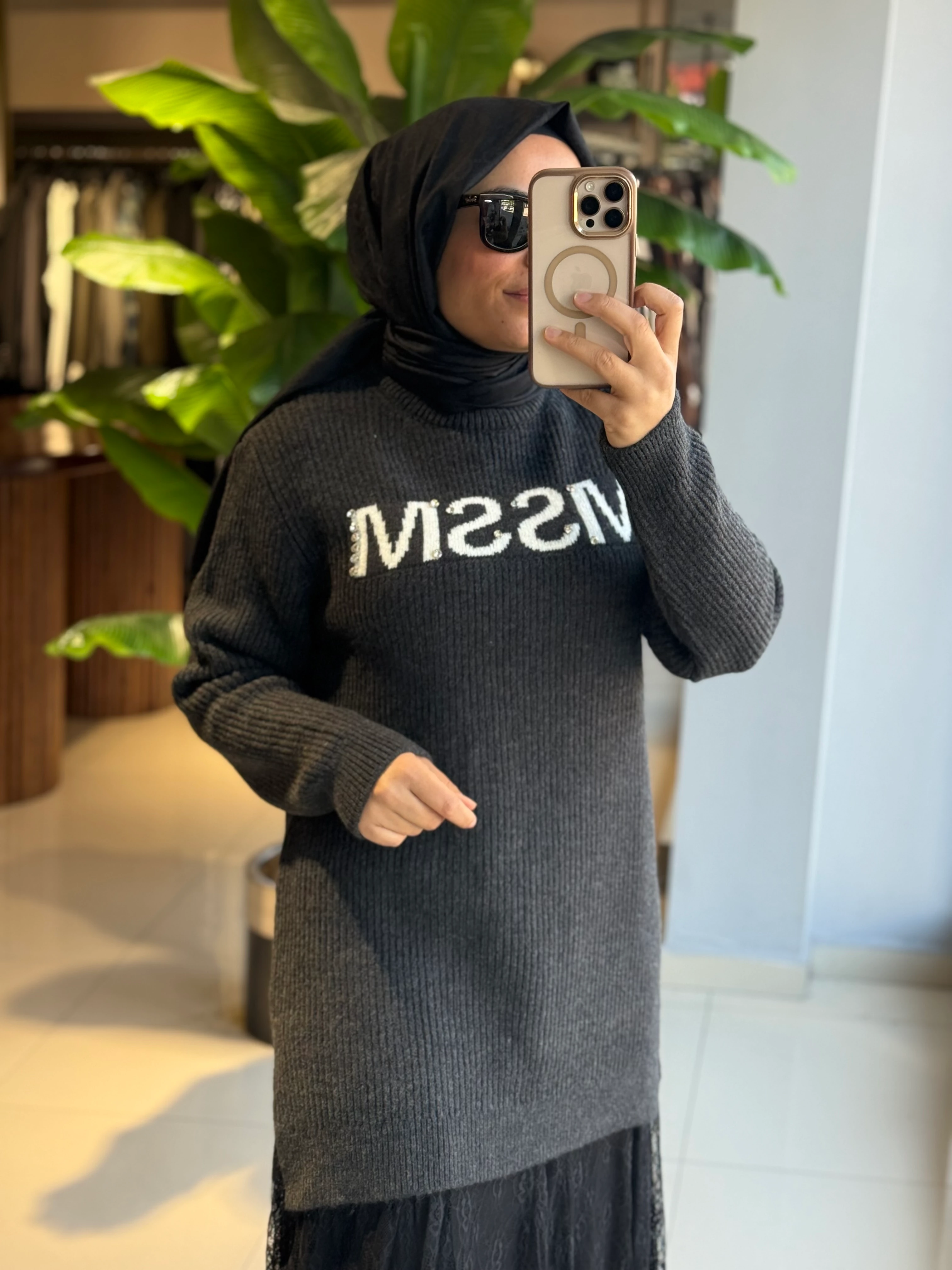 Missemramiss Gri Triko Kazak 