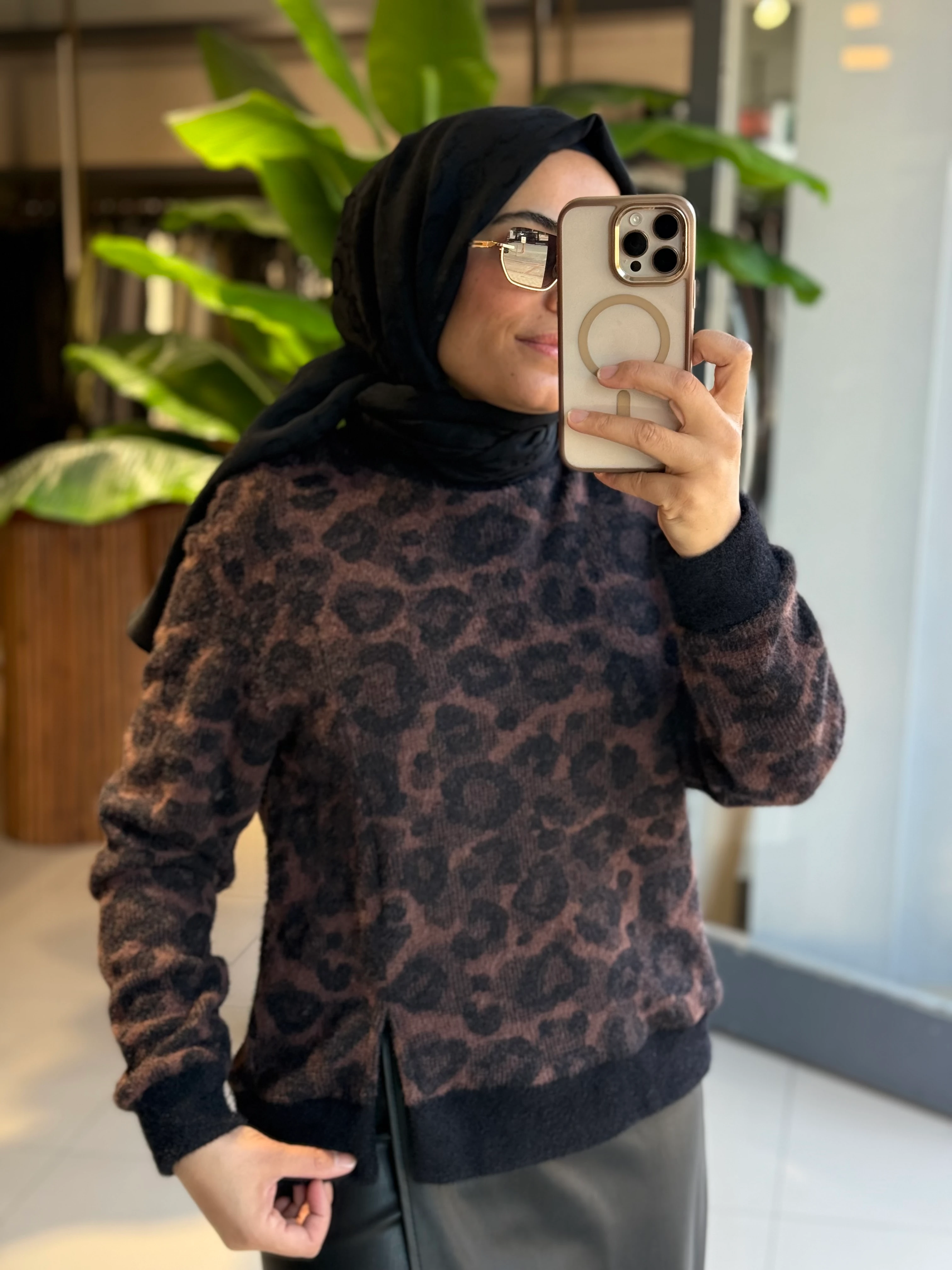 Seçil Store Leopar Desen Kazak